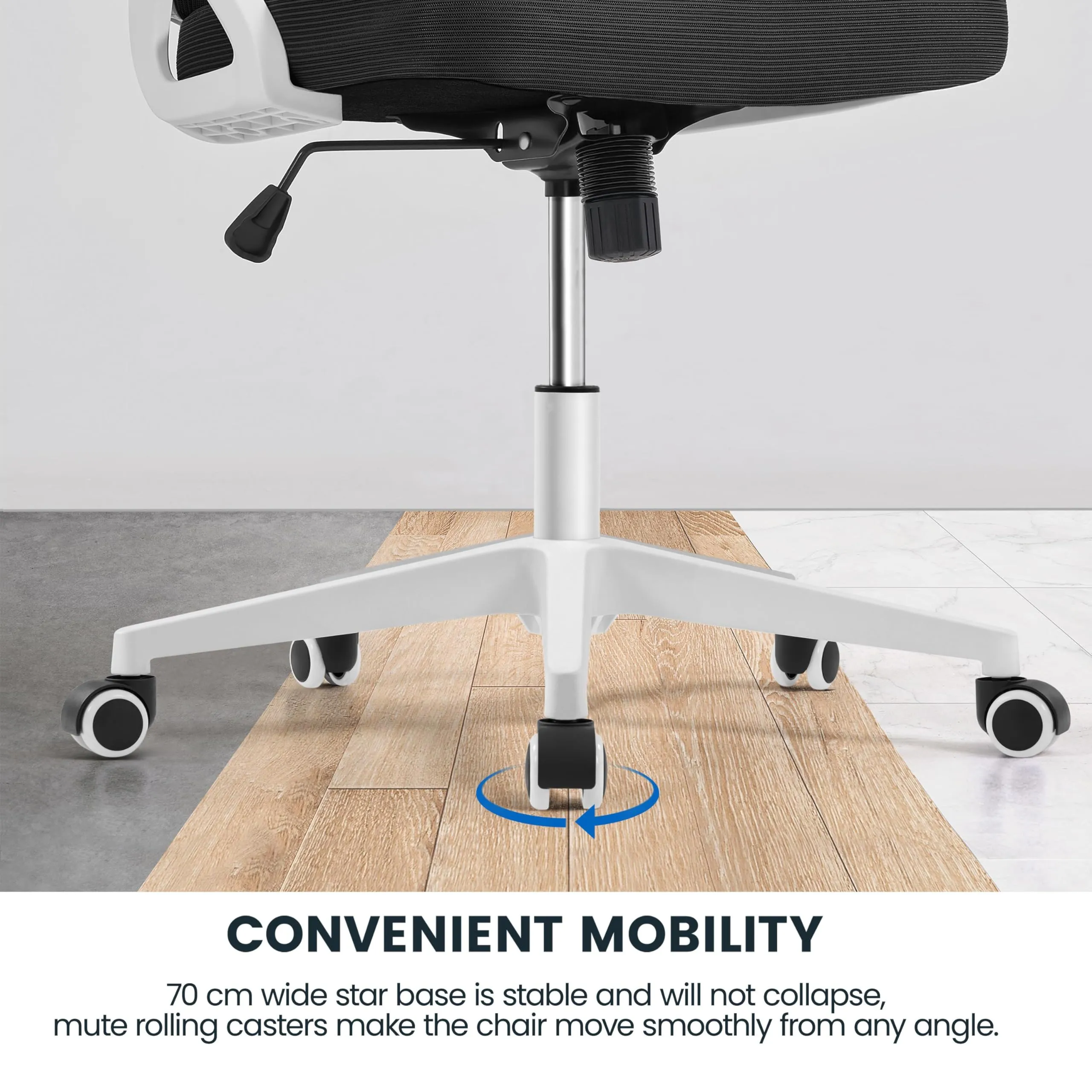 Yaheetech Sedia Ufficio Ergonomica con Supporto Lombare, Bianca/Grigia - immagine 8