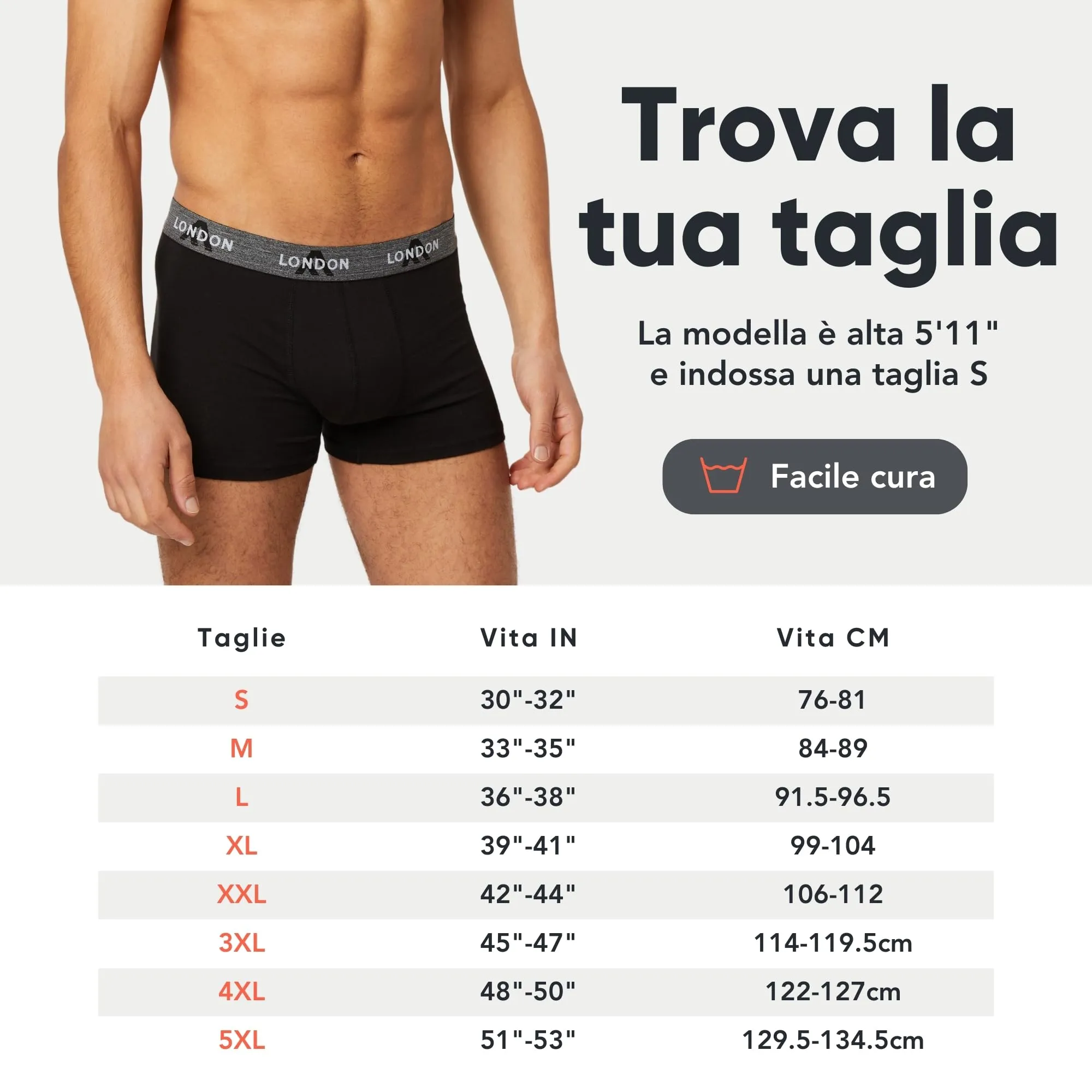 FM London Boxer Uomo in Cotone, Nero, 4 Pezzi, S - immagine 5