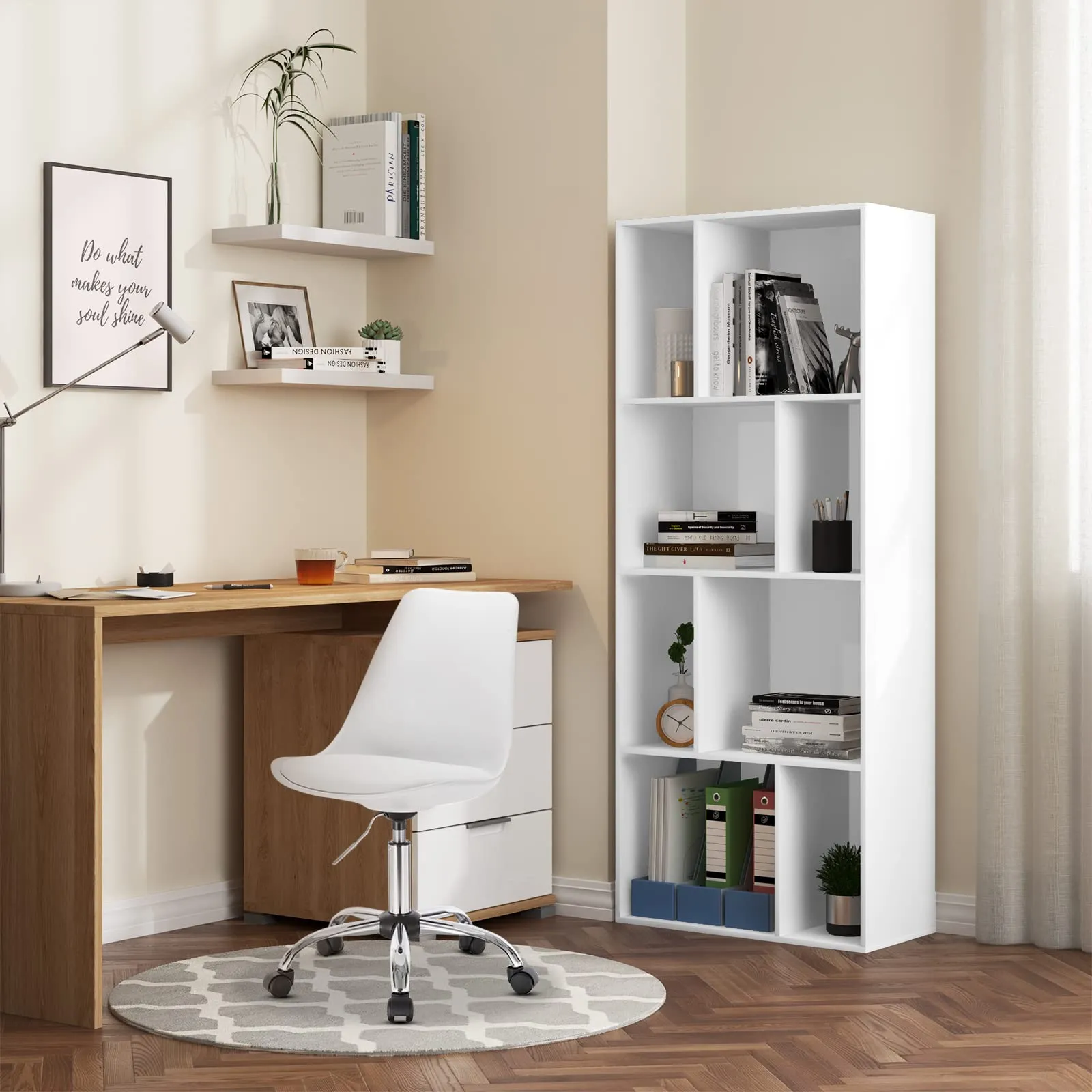 WOLTU Libreria a Cubi, Scaffale Espositivo 8 Cubi, 29 x 60 x 143,5 cm, Bianco - immagine 3