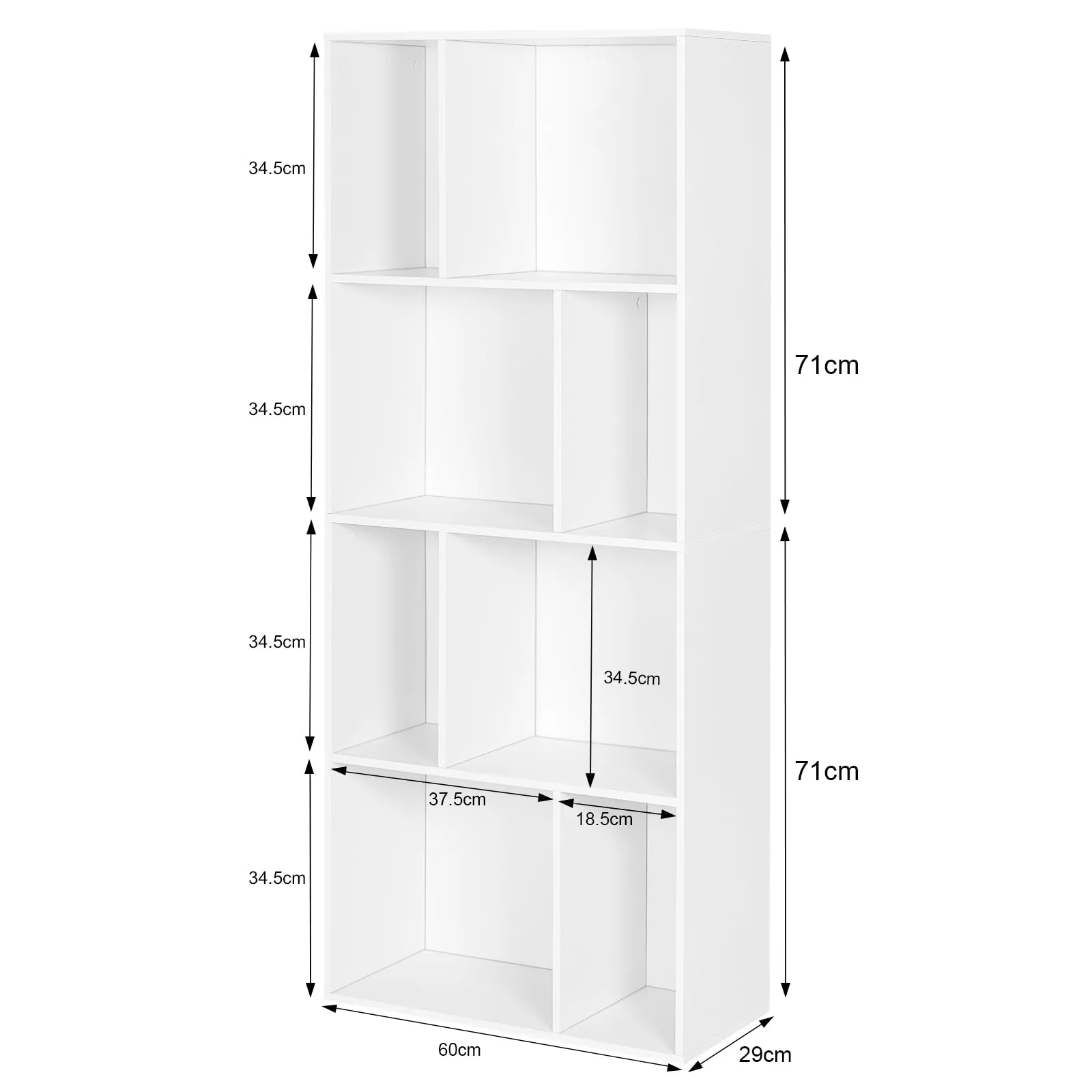 WOLTU Libreria a Cubi, Scaffale Espositivo 8 Cubi, 29 x 60 x 143,5 cm, Bianco - immagine 5
