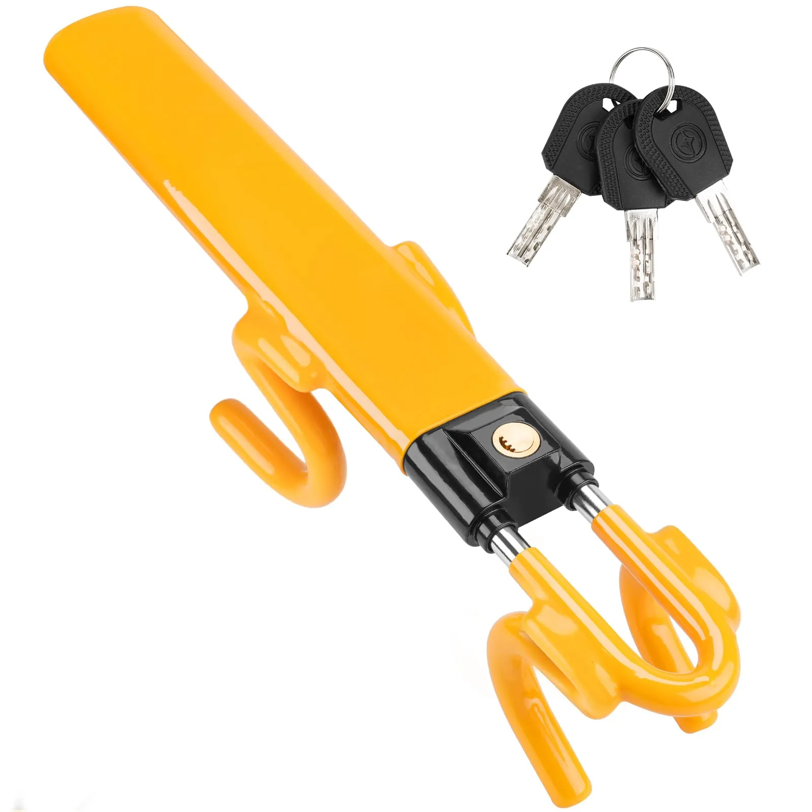 Tevlaphee Blocca Sterzo Automobile Universale, Lunghezza Regolabile, Giallo - immagine 1