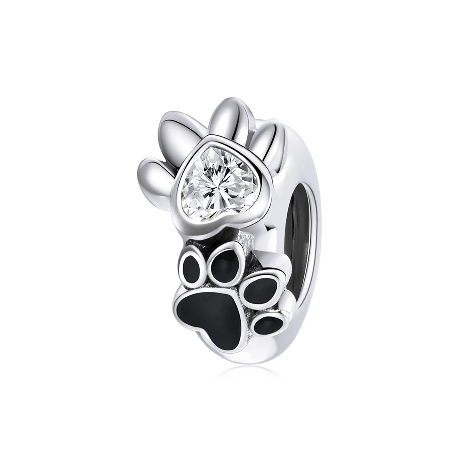 NINGAN 925 Charm in argento sterling con stampa di zampa di animale domestico per bracciali da donna - immagine 1