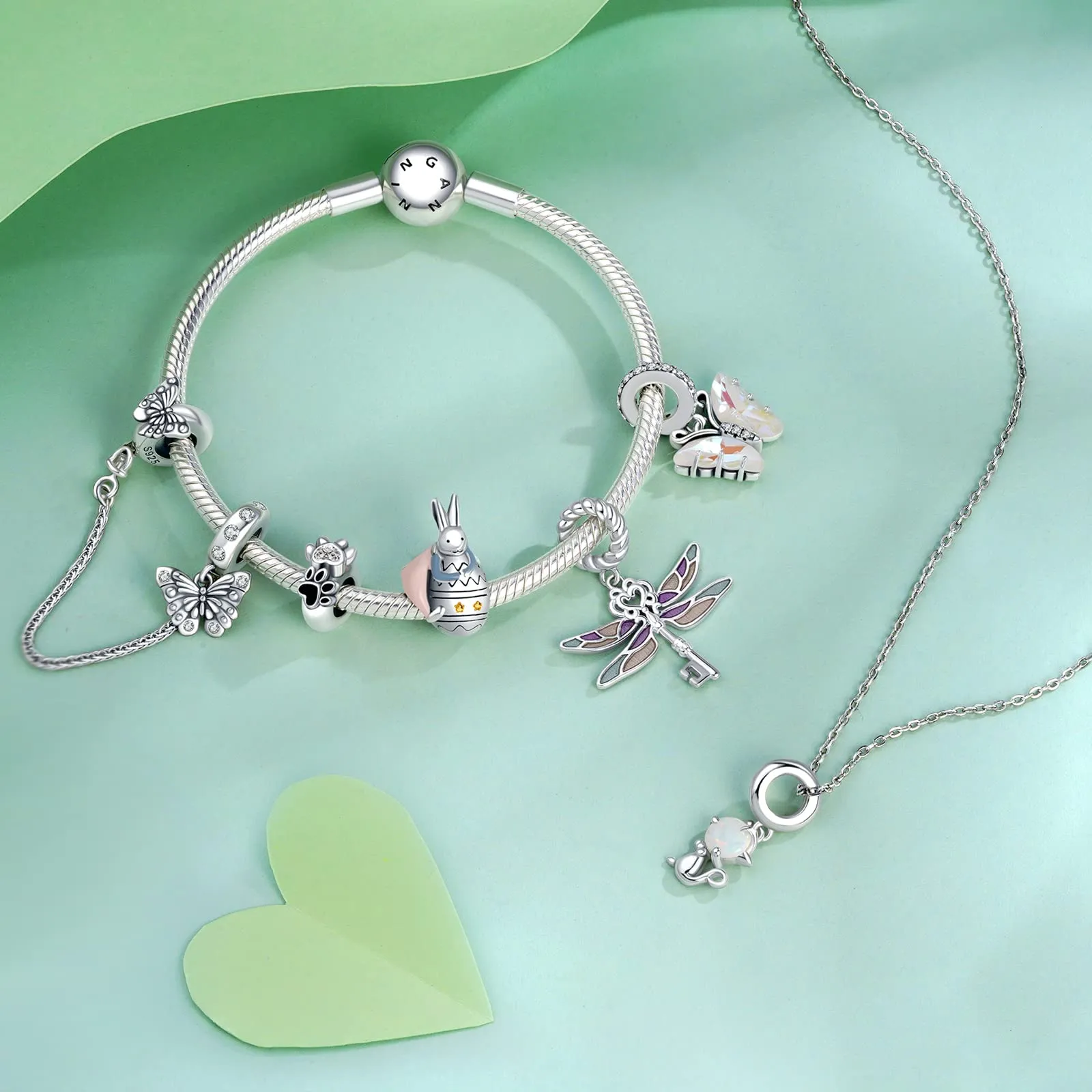 NINGAN 925 Charm in argento sterling con stampa di zampa di animale domestico per bracciali da donna - immagine 2