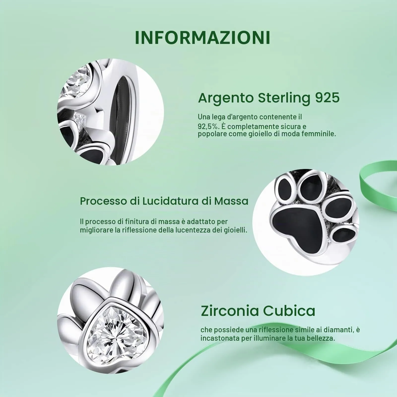 NINGAN 925 Charm in argento sterling con stampa di zampa di animale domestico per bracciali da donna - immagine 4