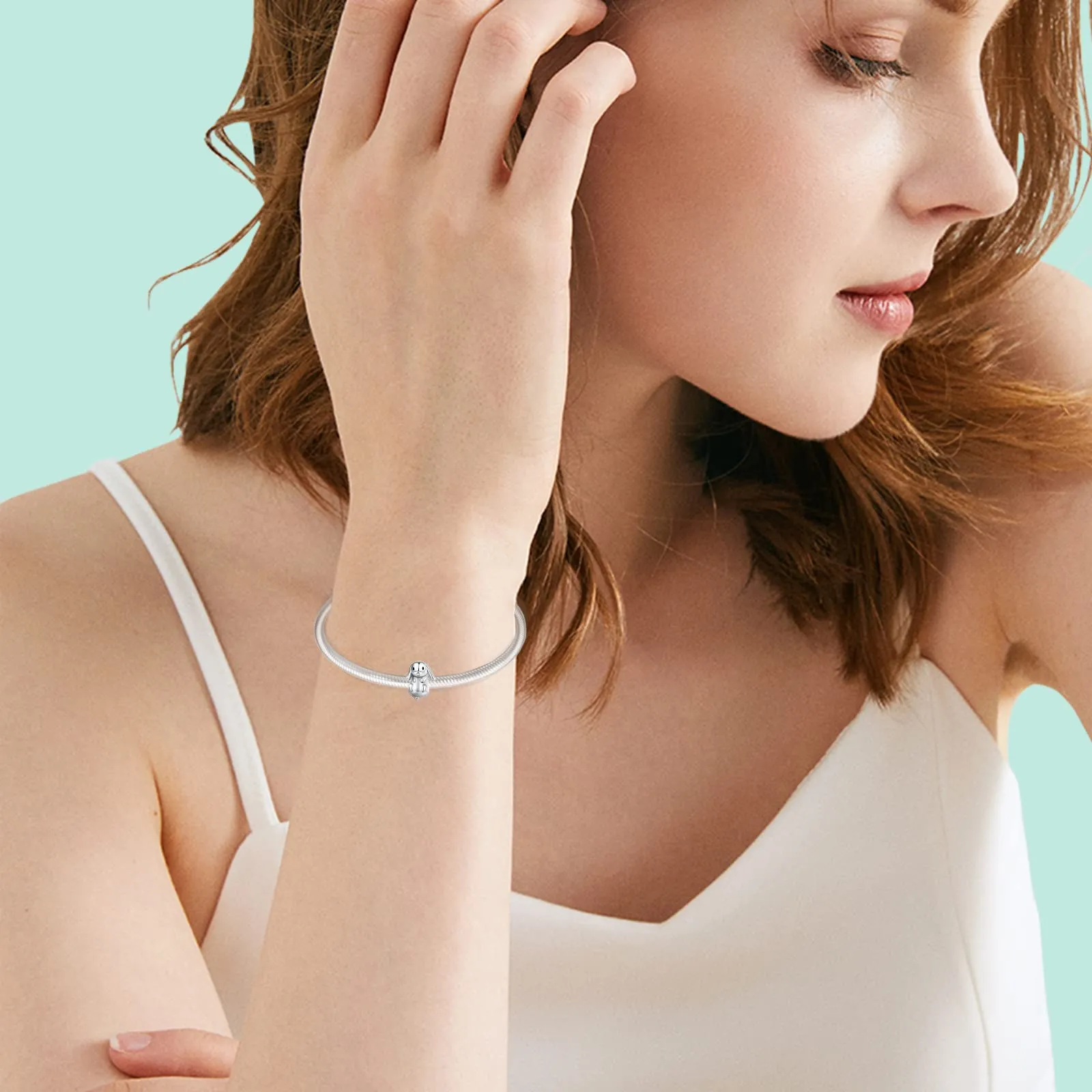 NINGAN Ciondolo a forma di coniglietto in argento 925 per bracciali da donna - immagine 5