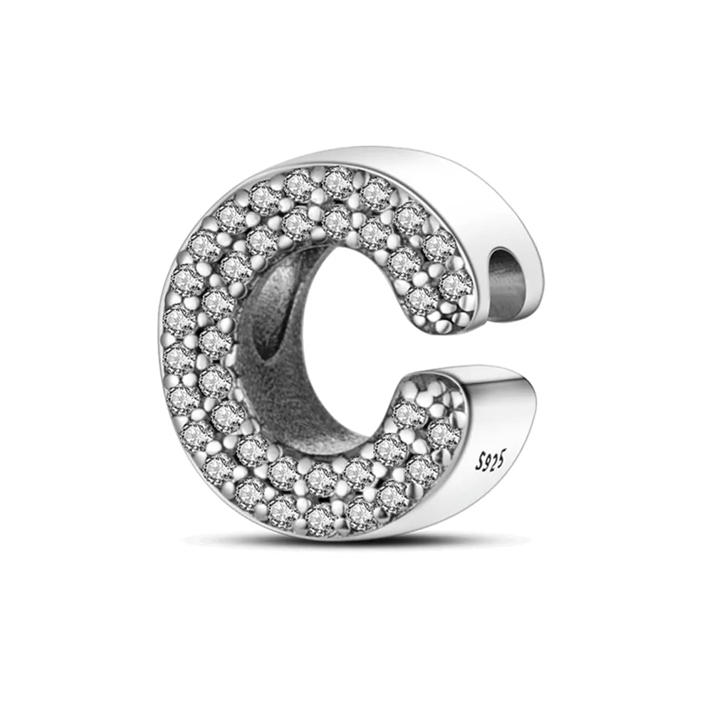 TINSLO Bead Charm Lettere in Argento Sterling 925 con Cubic Zirconia per Braccialetti e Collane Europee - immagine 1