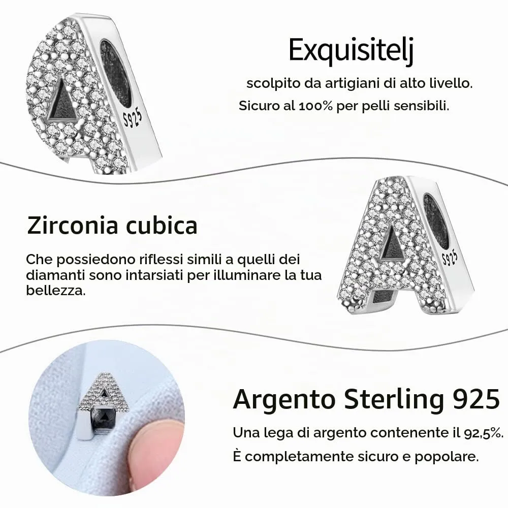 TINSLO Ciondolo Argento Sterling 925 Lettere con Cubic Zirconia KJC165 - immagine 5