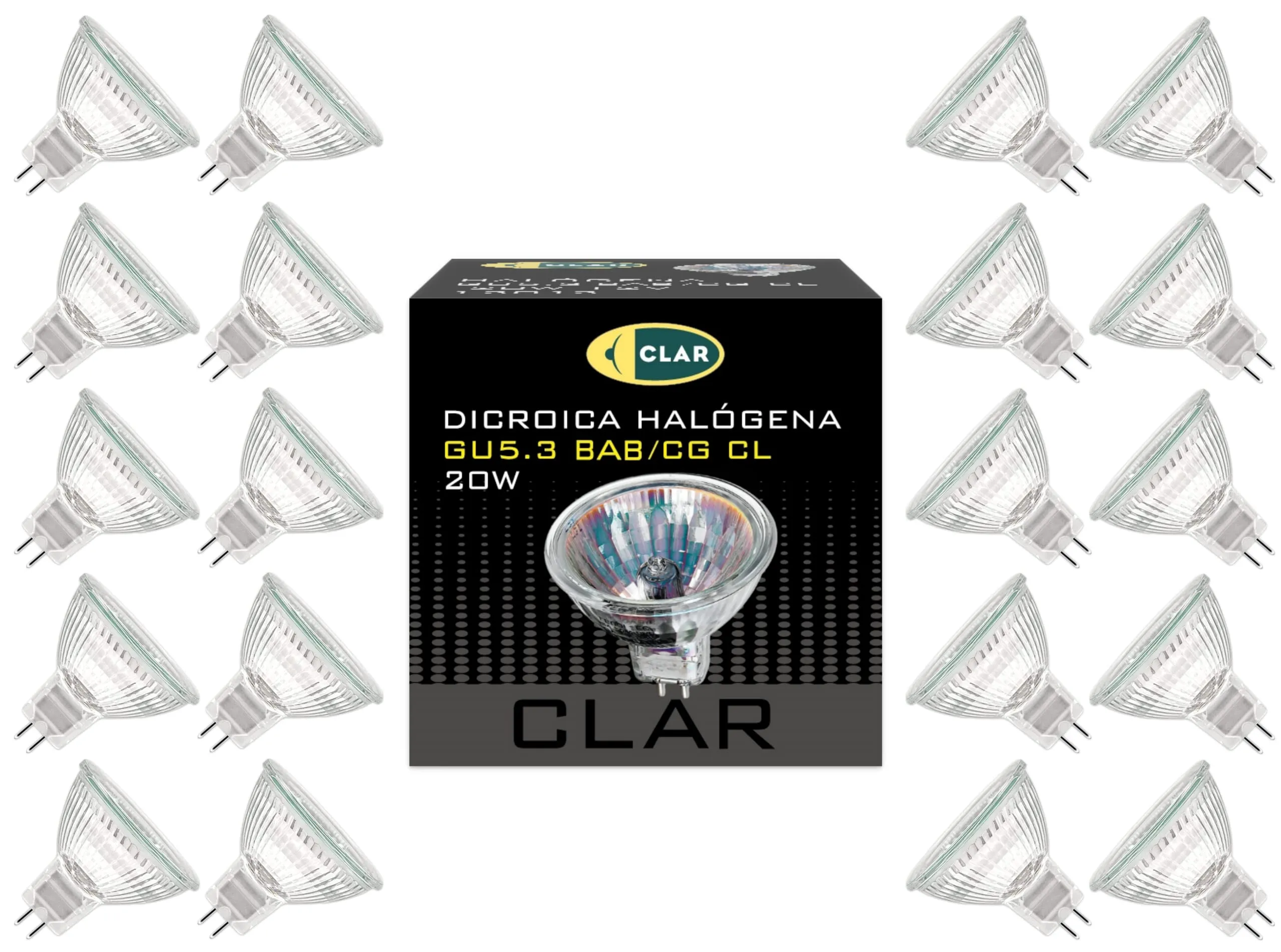 CLAR Lampadine Alogene MR16 GU5.3 12V 20W (Pack 20) - immagine 1