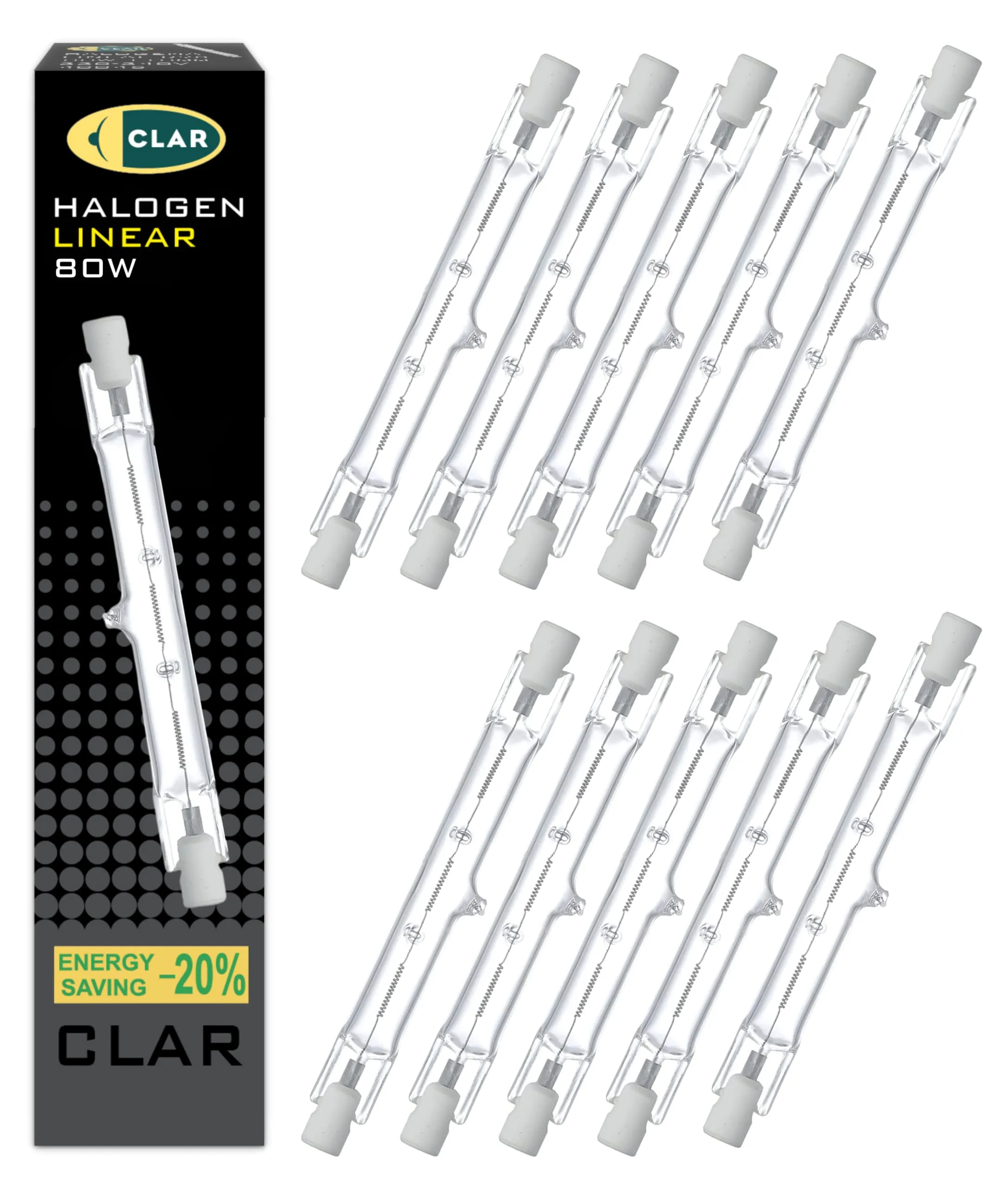 CLAR Lampadina Alogena R7S 80W 78mm (Pack 10) - immagine 1