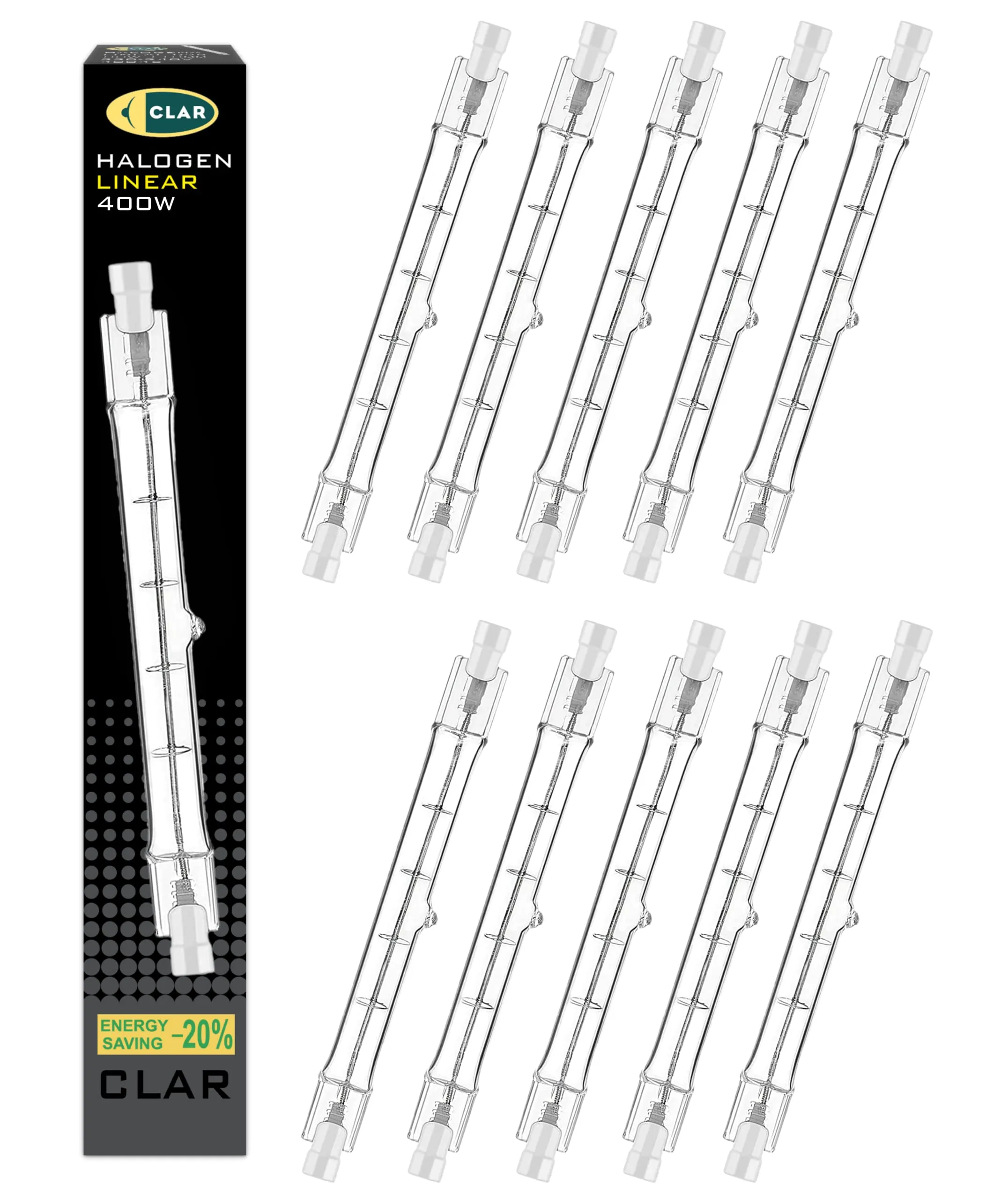 CLAR Lampadina Alogena Lineare R7S 400W 118mm 230V (Confezione da 10) - immagine 1