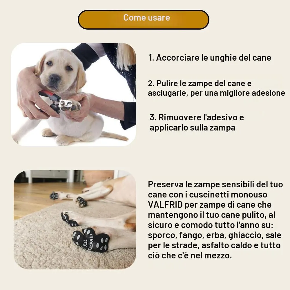 VALFRID Protezioni Zampe Antiscivolo in Gomma Autoadesiva per Cani, 48 Pezzi, XL - immagine 3