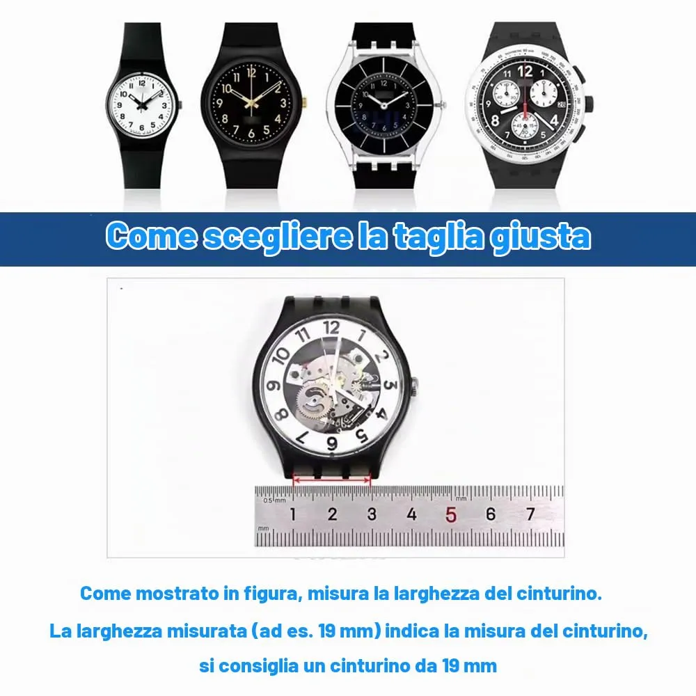 OLXIYOC Cinturino in silicone per orologio Swatch 17mm, Blu navy, Fibbia in acciaio - immagine 4