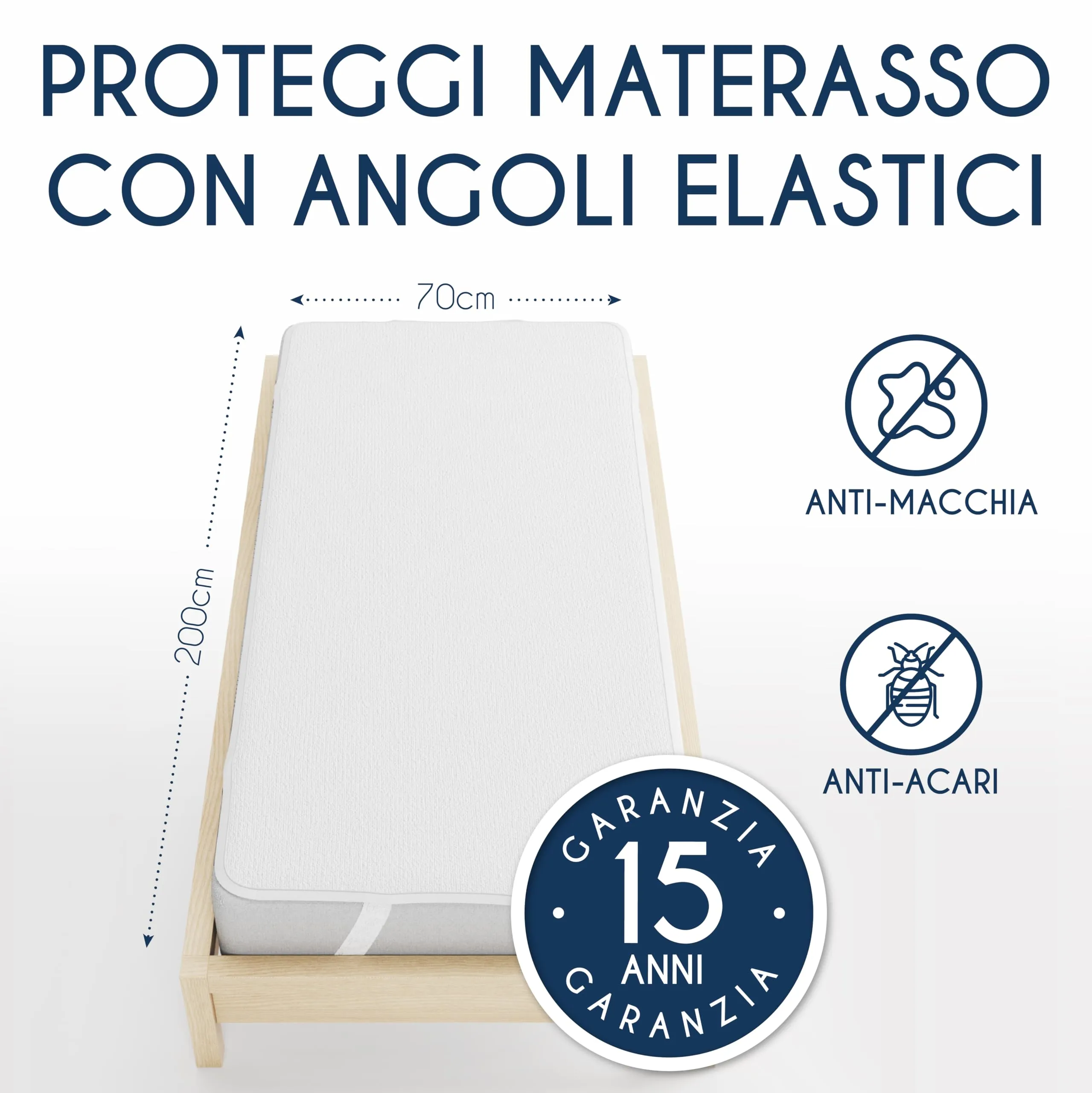 Dreamzie Coprimaterasso Singolo Impermeabile, 70x200cm, Cotone - immagine 2