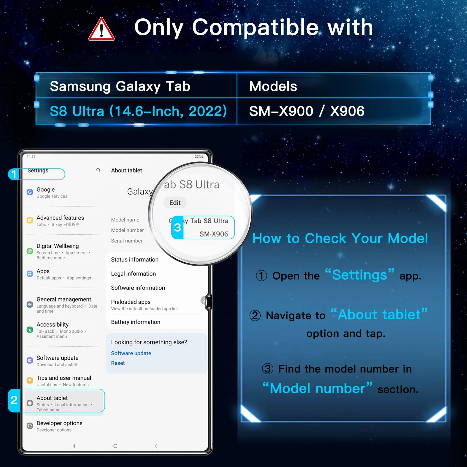 JETech Pellicola Protettiva in Vetro Temperato per Samsung Galaxy Tab S8 Ultra 14,6", 2 Pezzi - immagine 3