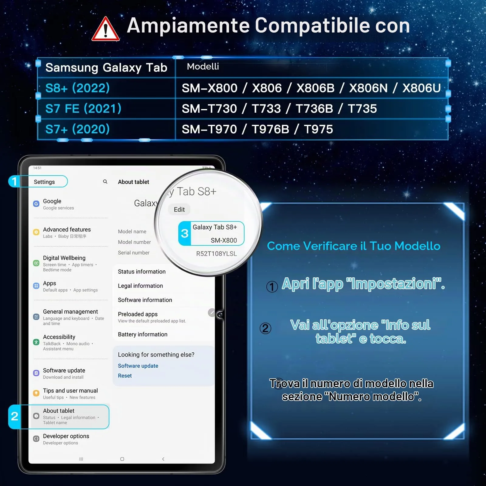 JETech Pellicola Protettiva in Vetro Temperato per Samsung Galaxy Tab S8+/S7 FE/S7+ 12,4", 2 Pezzi - immagine 3