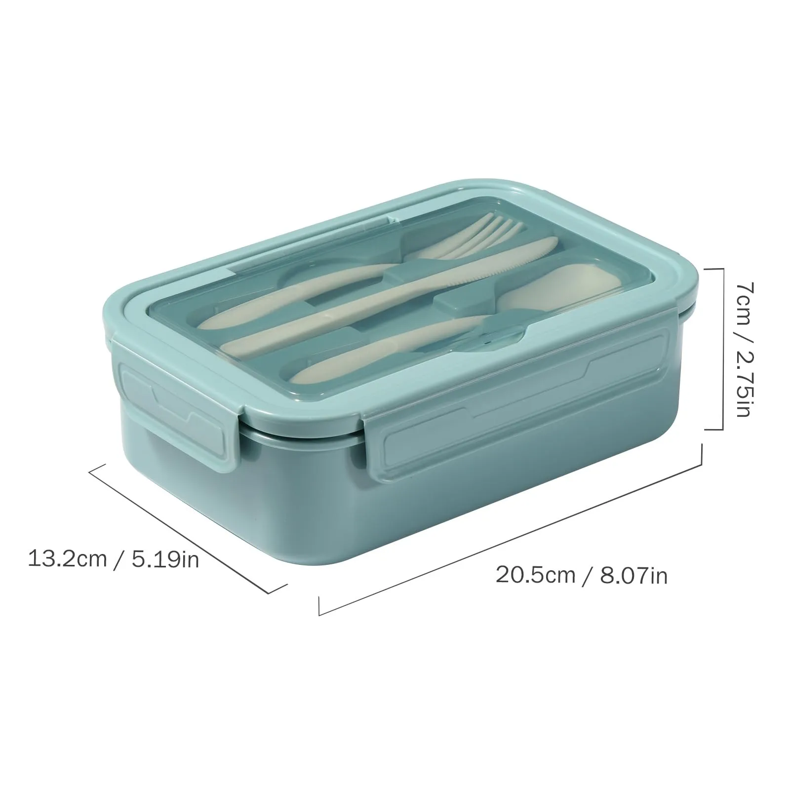 Diboniur Lunch Box, 1400 ml, 3 Scomparti con Posate, Blu - immagine 6