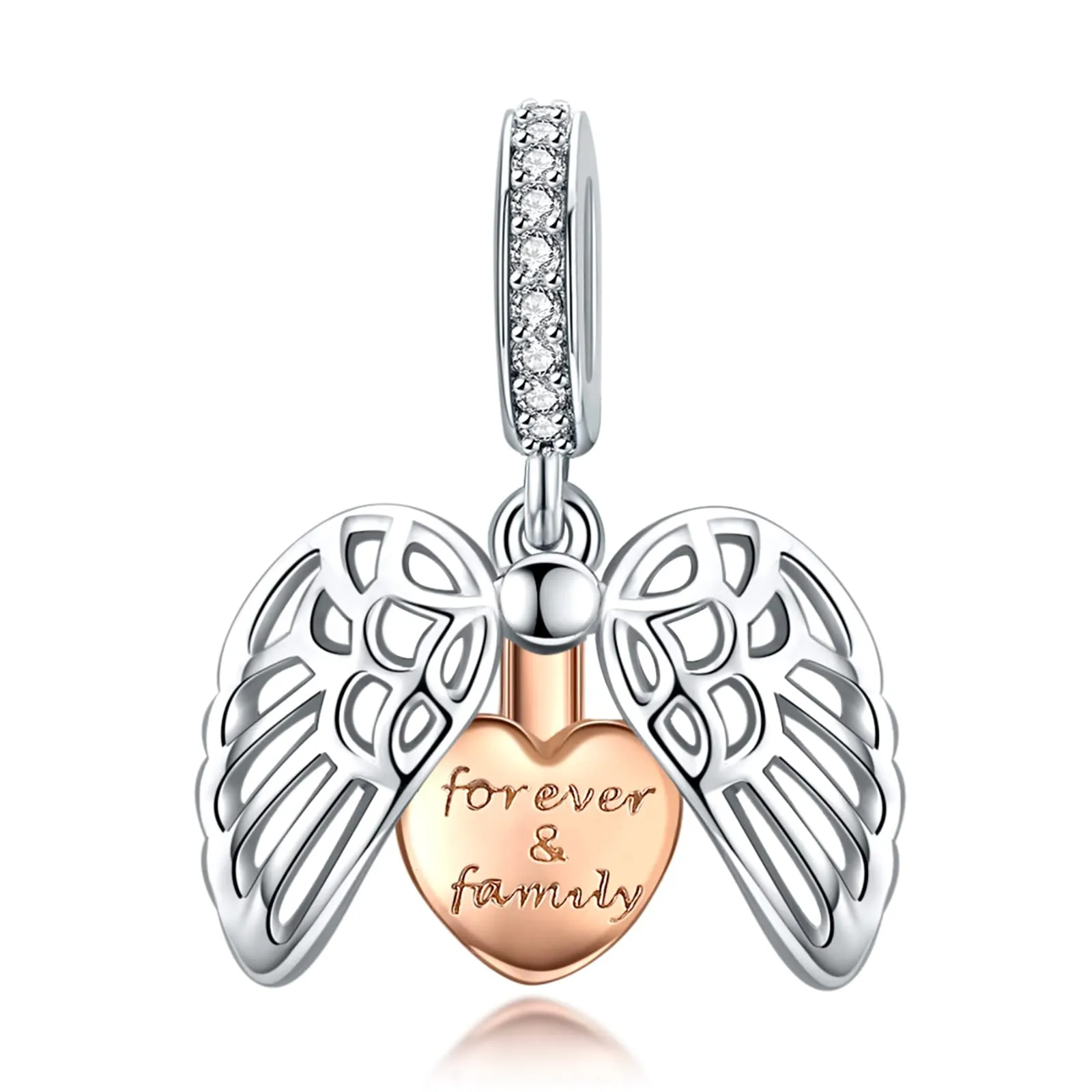 NINGAN Ciondolo a cuore in argento 925 per braccialetti e collana da donna - immagine 1