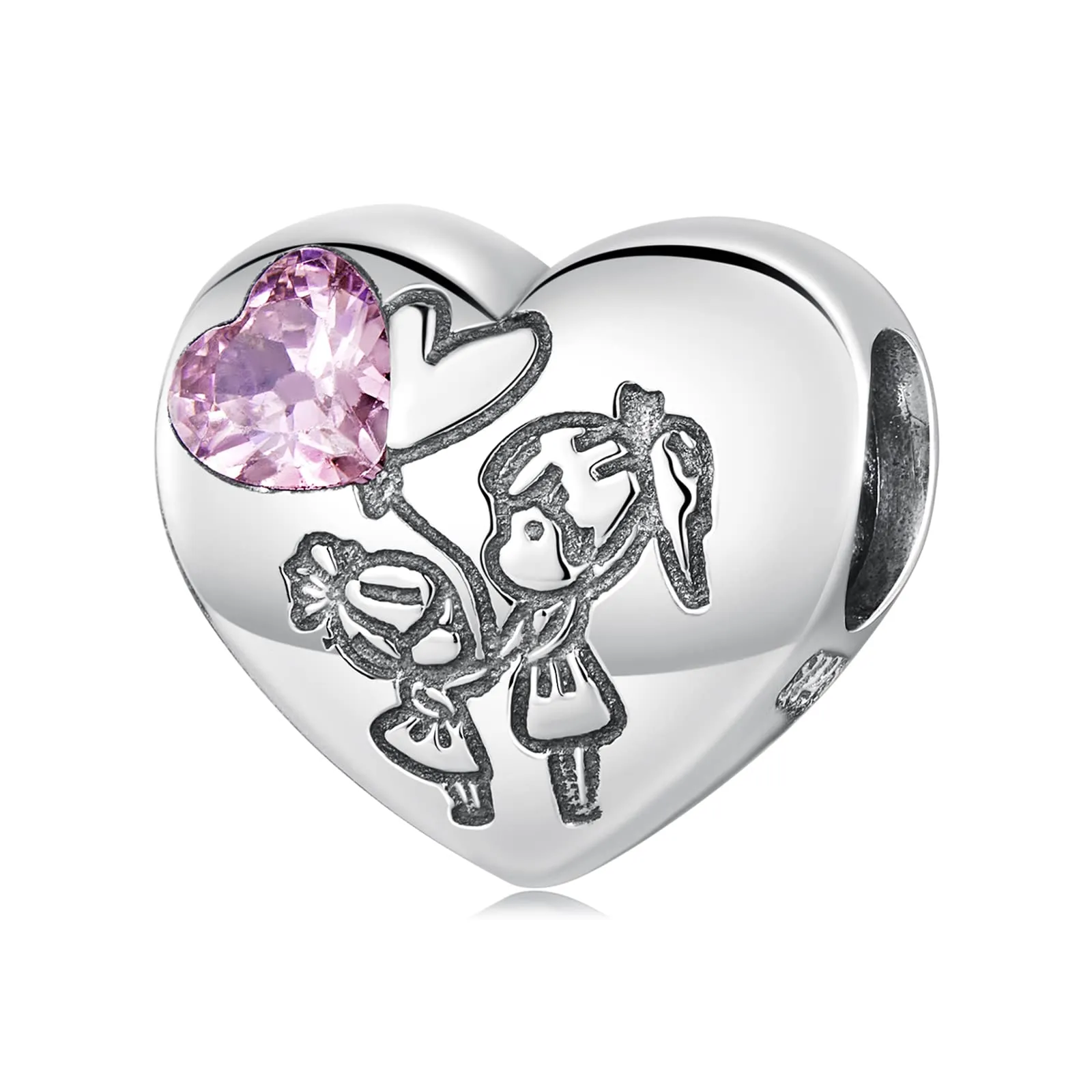 NINGAN L'amore tra sorelle Ciondolo a forma di cuore in argento sterling 925 per bracciali da donna - immagine 1