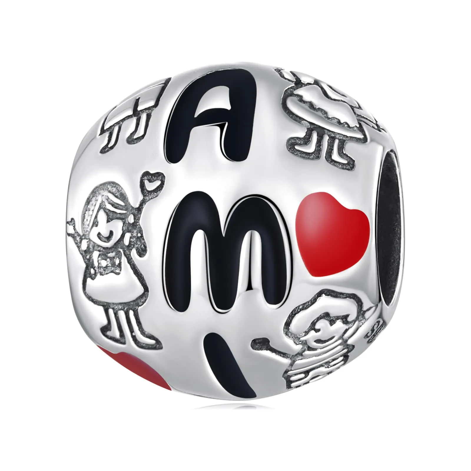 NINGAN Perle familiari in argento sterling 925 con design in smalto a goccia per bracciale da donna - immagine 1