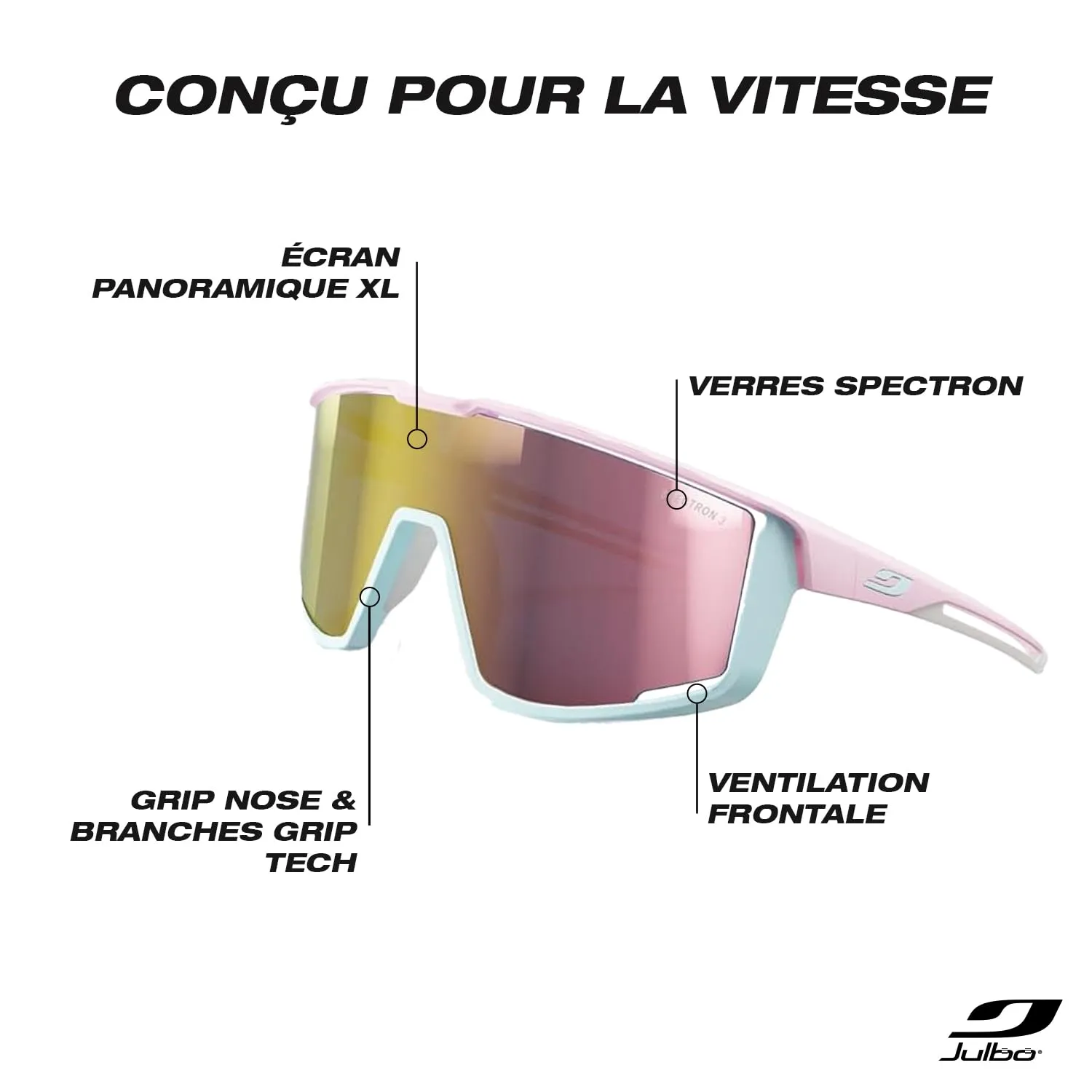 Julbo Fury Occhiali da Sole Unisex Rosa Pastello/Viola - immagine 2