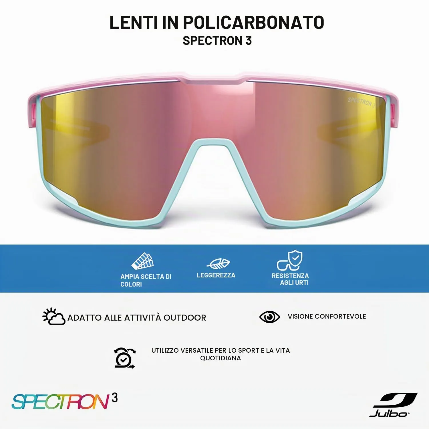 Julbo Fury Occhiali da Sole Unisex Rosa Pastello/Viola - immagine 3