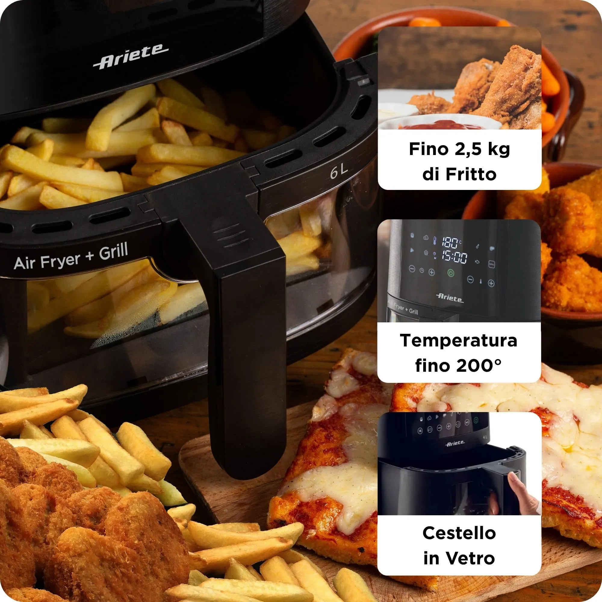 Ariete 4626 Friggitrice ad aria 6L, 1300W, Nero - immagine 4