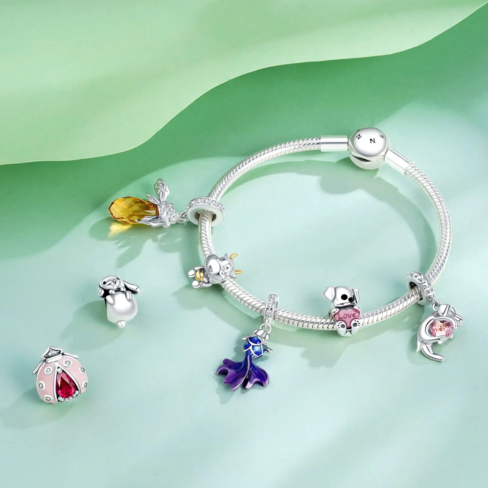 NINGAN Ciondolo koi in argento 925 per collana e bracciale da donna - immagine 2