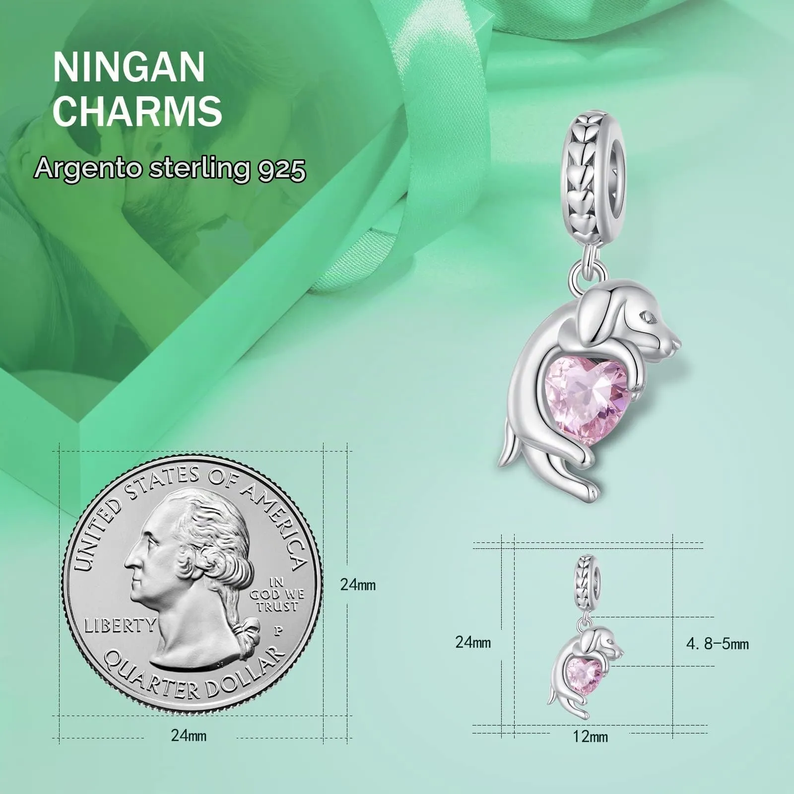 NINGAN Ciondolo in Argento Sterling 925 con Zirconi - immagine 3
