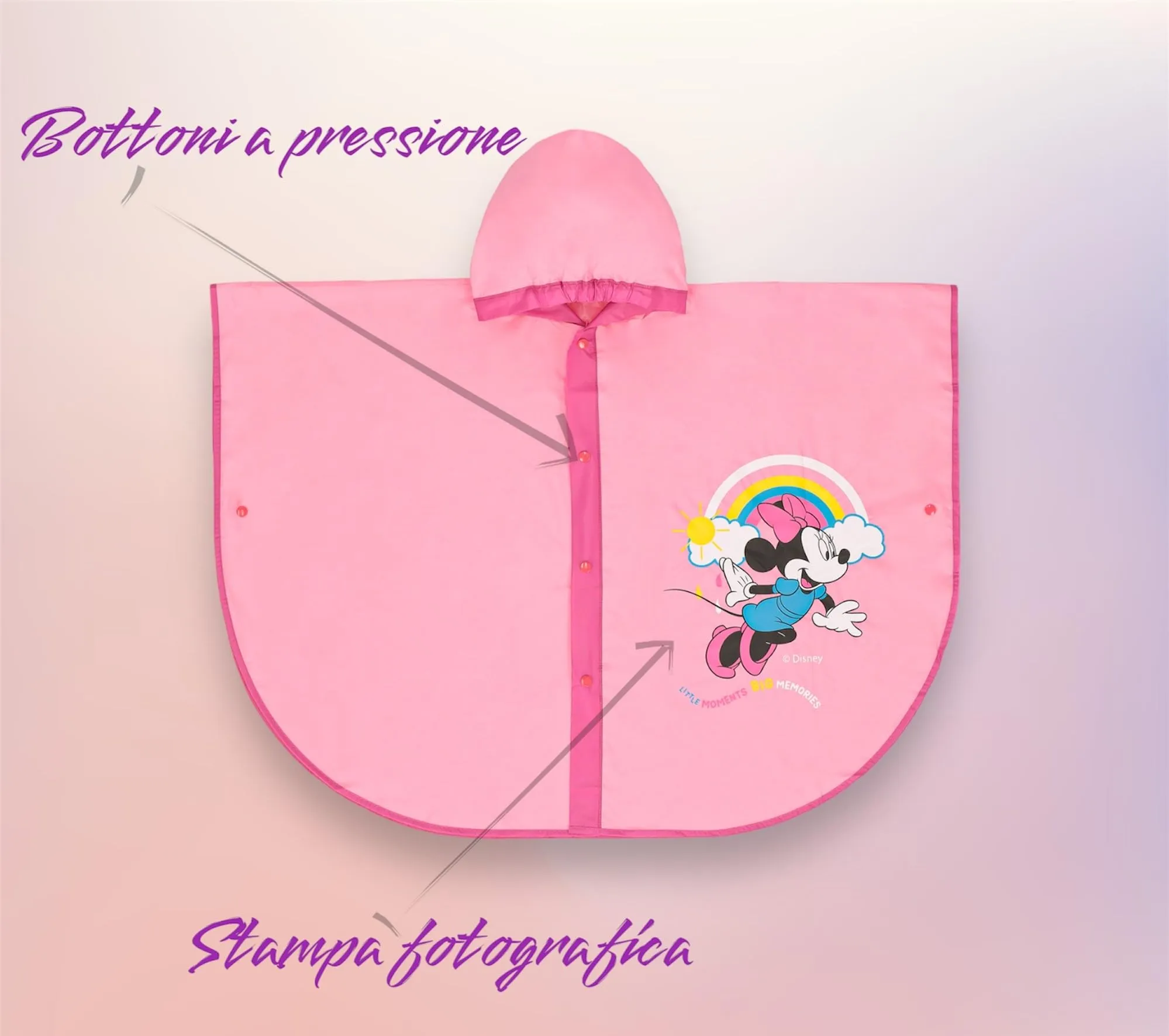 Ellepi Mantella Poncho Antipioggia Minnie per Bambini, 5-6 anni - immagine 3