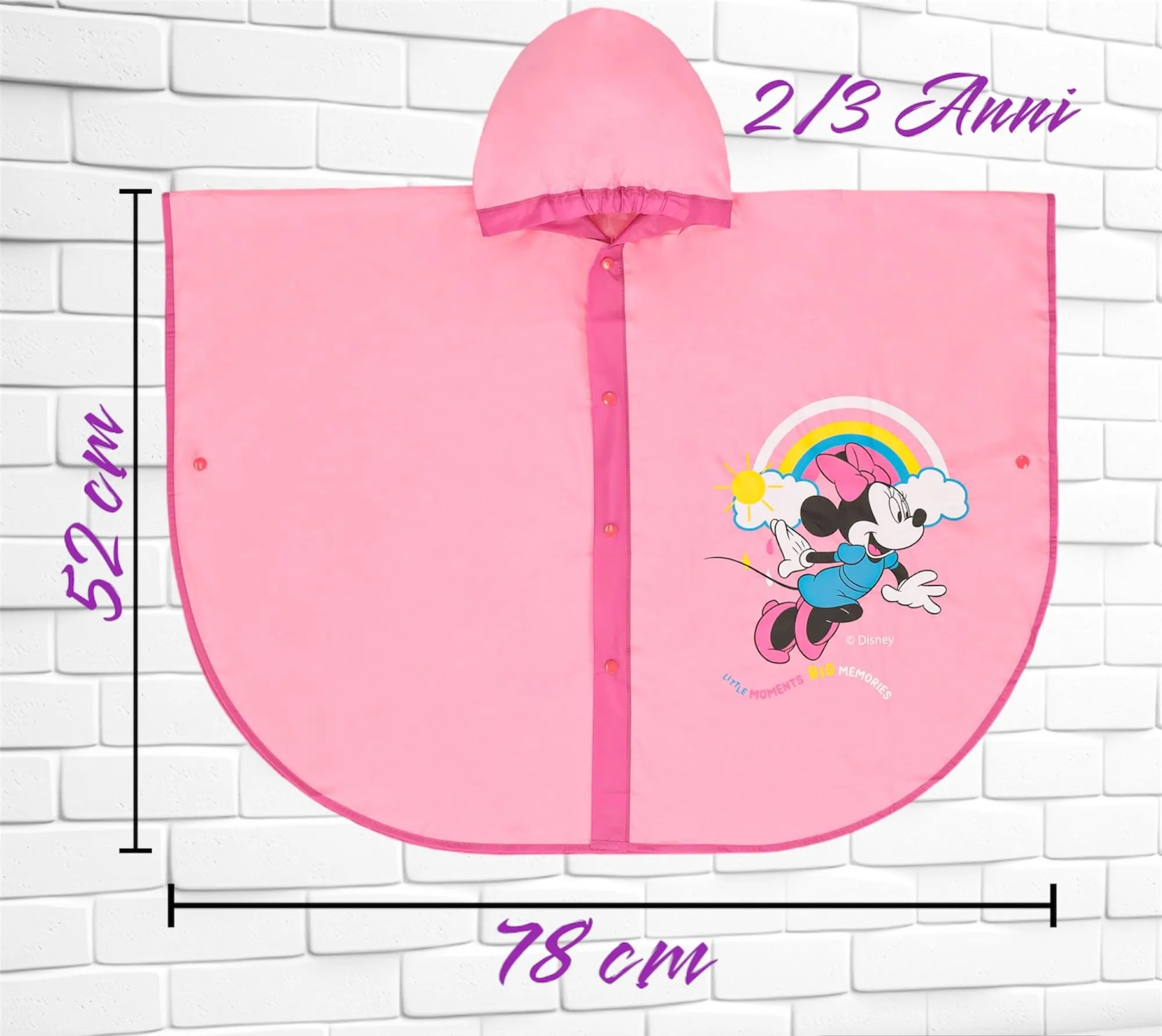 Ellepi Mantella Poncho Antipioggia Minnie per Bambini, 5-6 anni - immagine 4