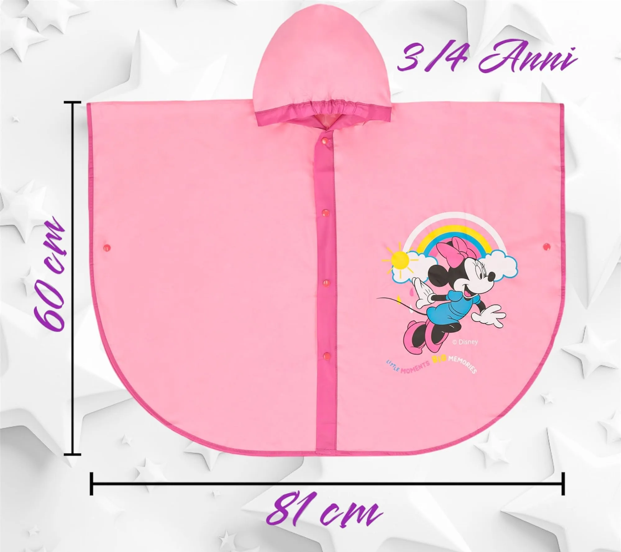 Ellepi Mantella Poncho Antipioggia Minnie per Bambini, 5-6 anni - immagine 5