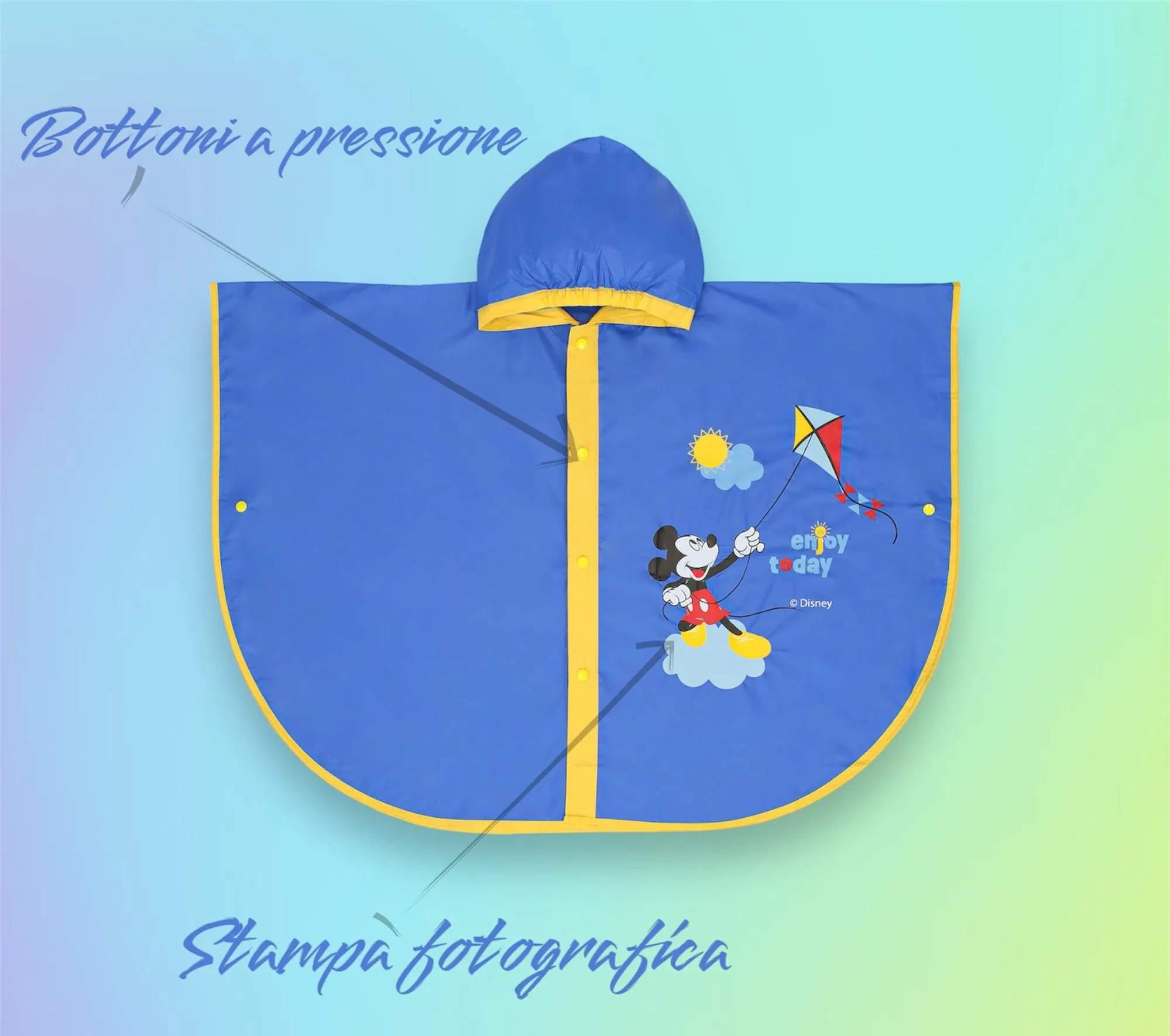 Ellepi Mantella Poncho Antipioggia Topolino per Bambino e Bambina, 3-4 anni - immagine 3