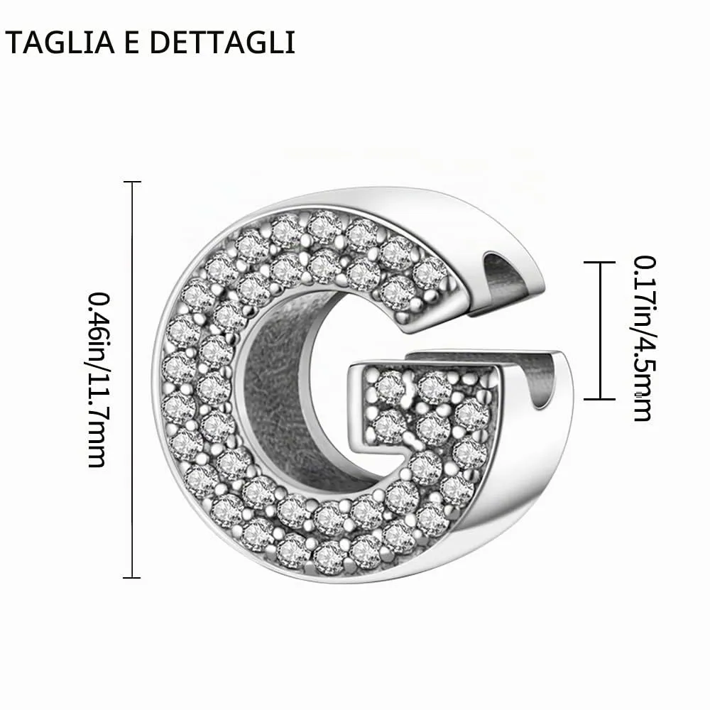 TINSLO Ciondolo in Argento Sterling 925 Lettere con Cubic Zirconia KJC165 - immagine 6