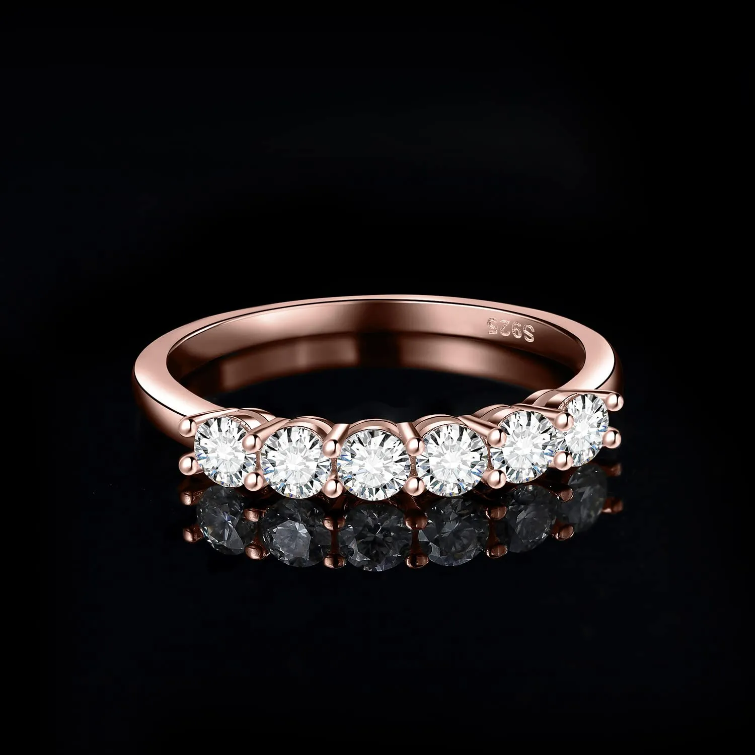 JewelryPalace Anello Half Eternity Donna in Argento 925 con Zirconia Cubica, Oro Rosa, Taglia 17 - immagine 3