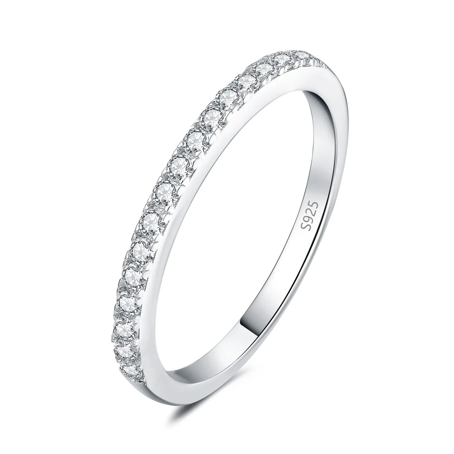 JewelryPalace Half Eternity Anello in Argento 925 con Cubica Zirconia, 6 Pietre a Taglio Rotondo, Fede Nuziale per Donna - immagine 1