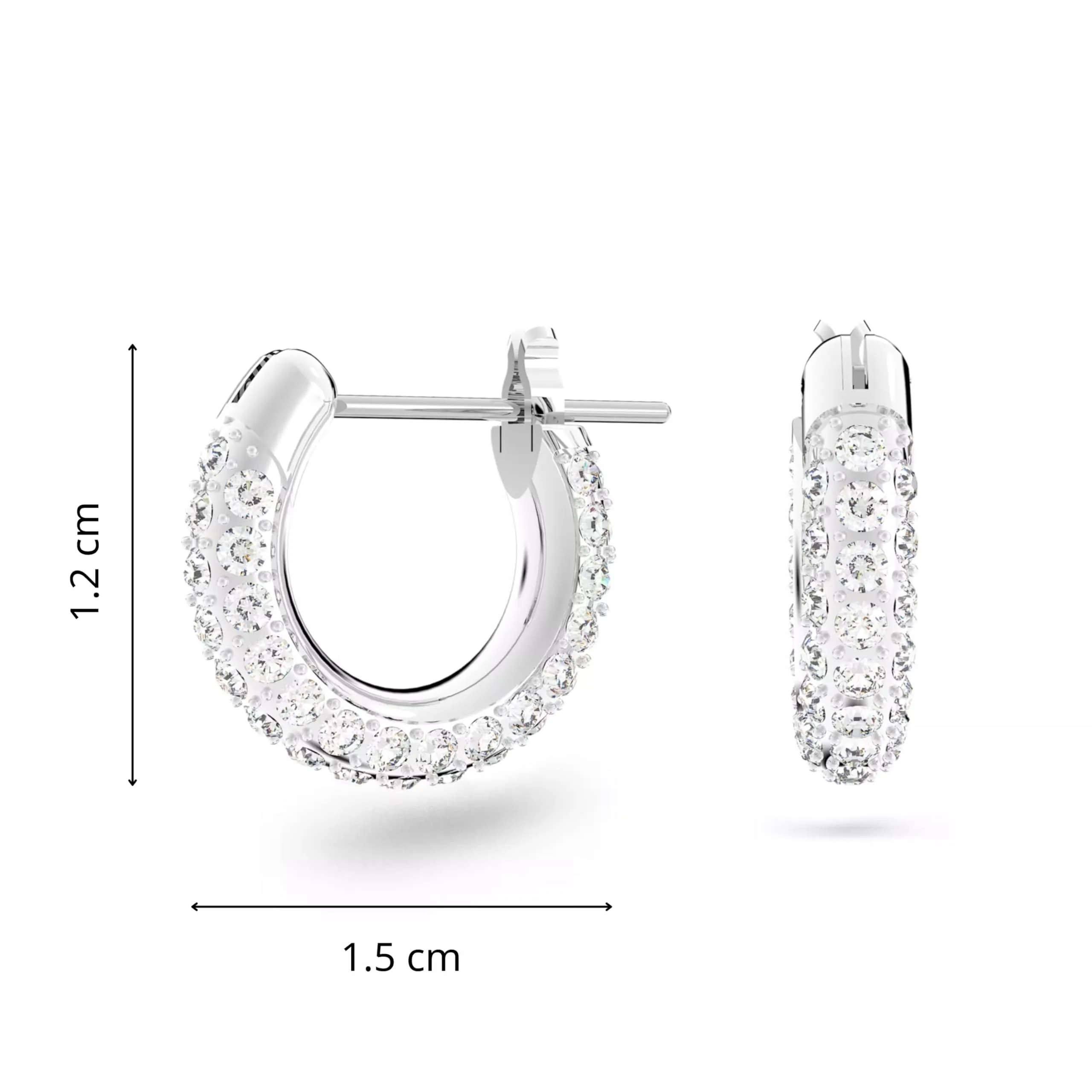 Swarovski Stone Pavé Hoop Earrings, Small, White, Rhodium Plated - immagine 4