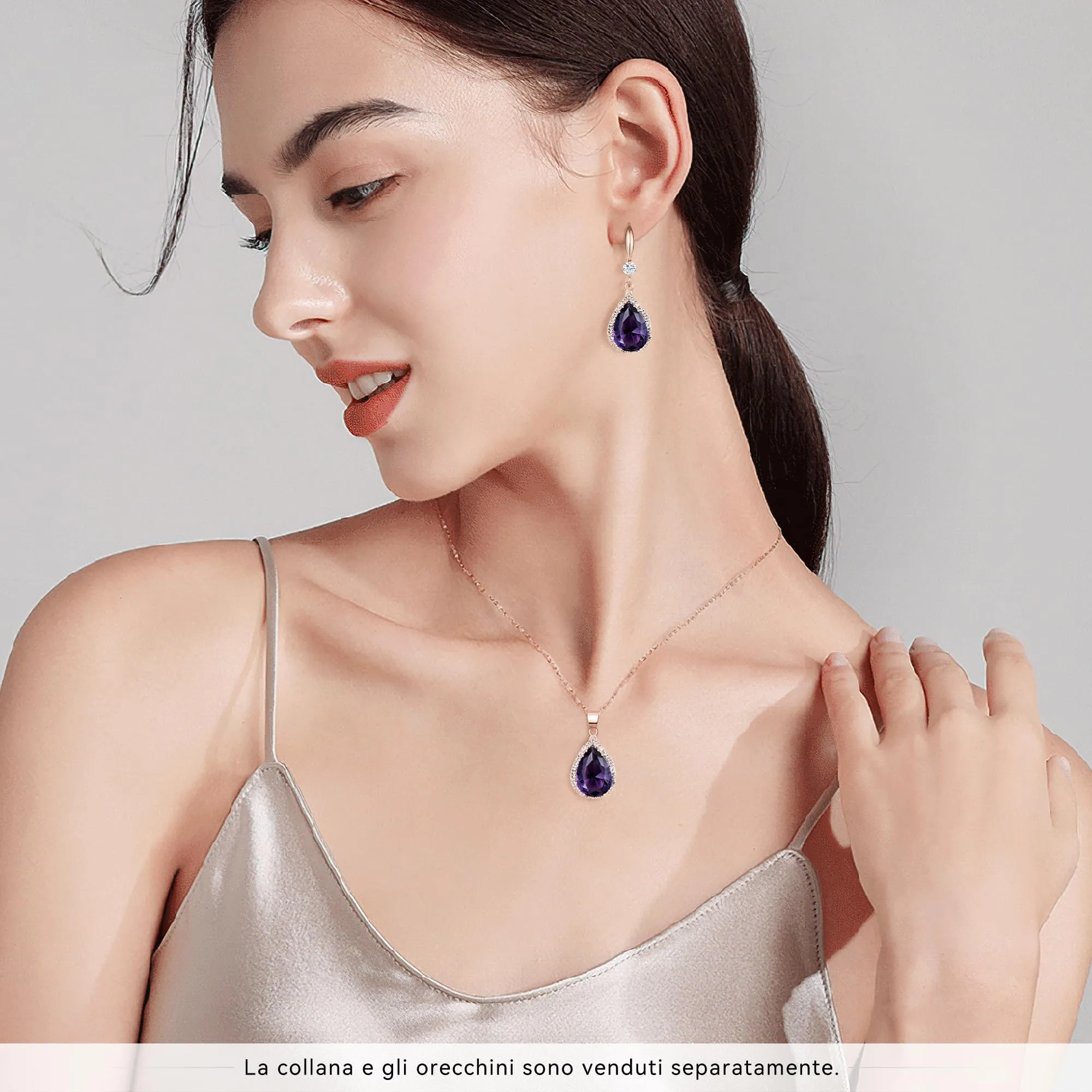 Linawe Orecchini Pendenti in Oro Rosa con Zirconia Cubica - immagine 4