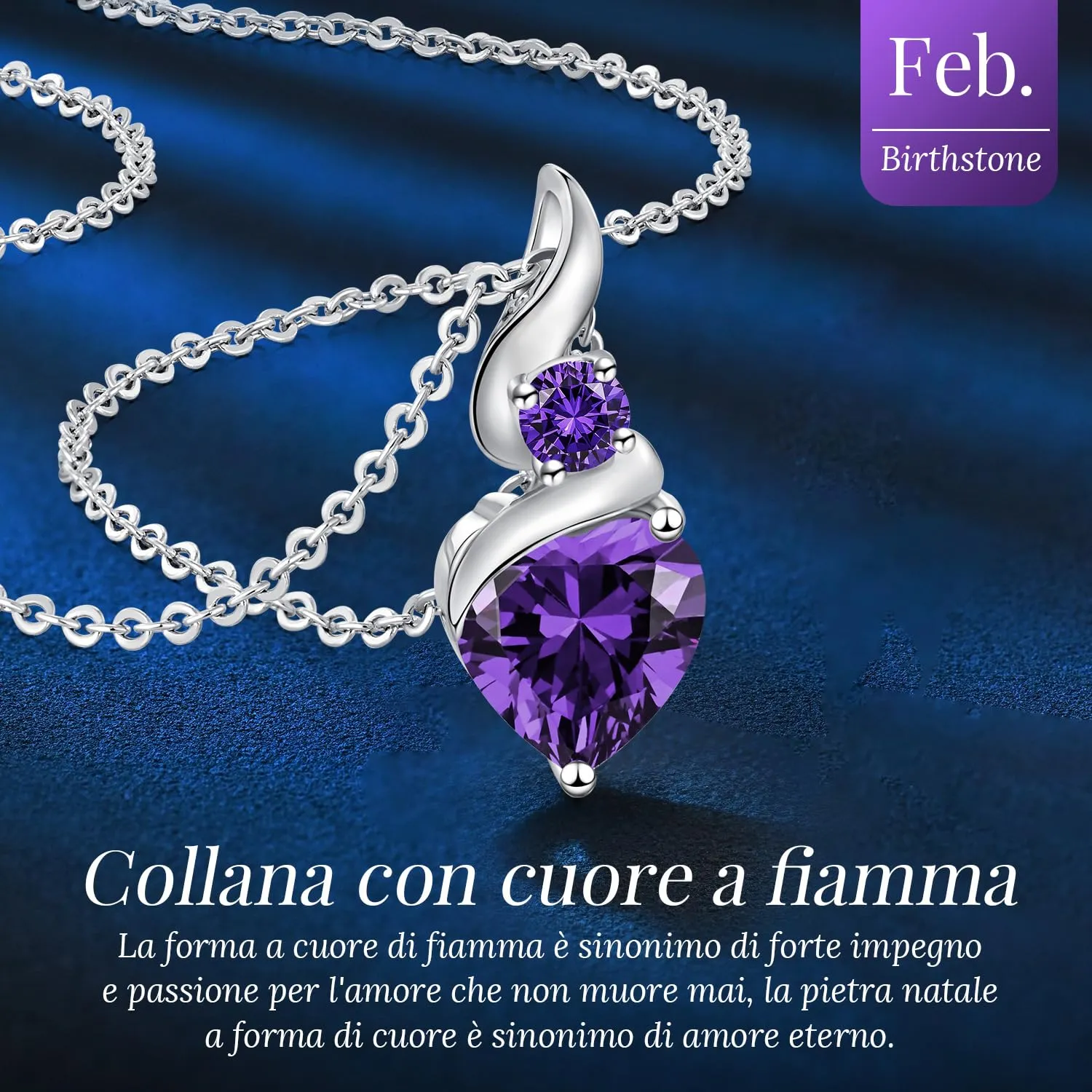 LOUISA SECRET Collana Donna in Argento 925 Fiamma Cuore e Zirconio - immagine 3
