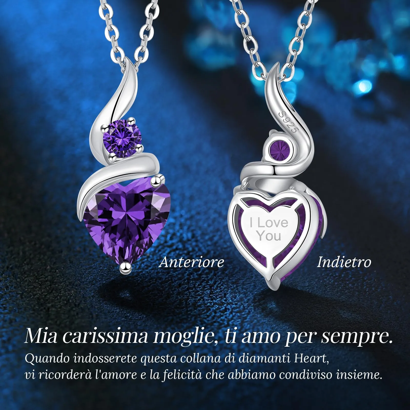 LOUISA SECRET Collana Donna in Argento 925 Fiamma Cuore e Zirconio - immagine 6