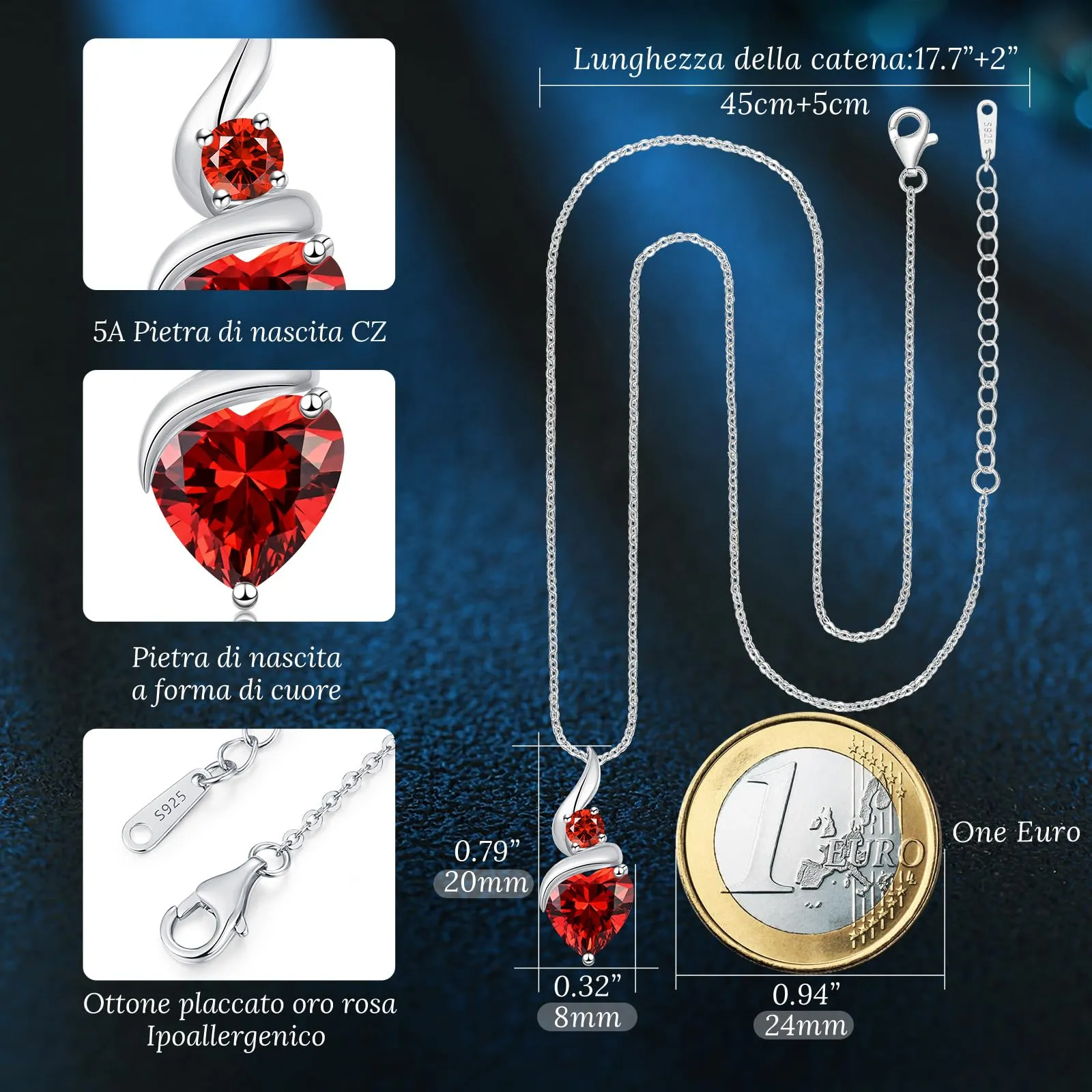 Louisa Secret Collana Donna in Argento 925 Fiamma Cuore con Zirconio - immagine 5