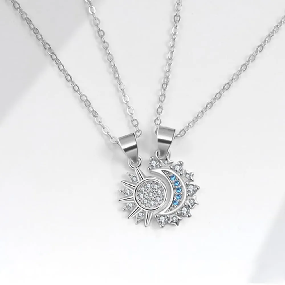FDEETY Collana Sole e Luna per Coppia, Mamma e Figlia o Amicizia, 2 Pezzi - immagine 2