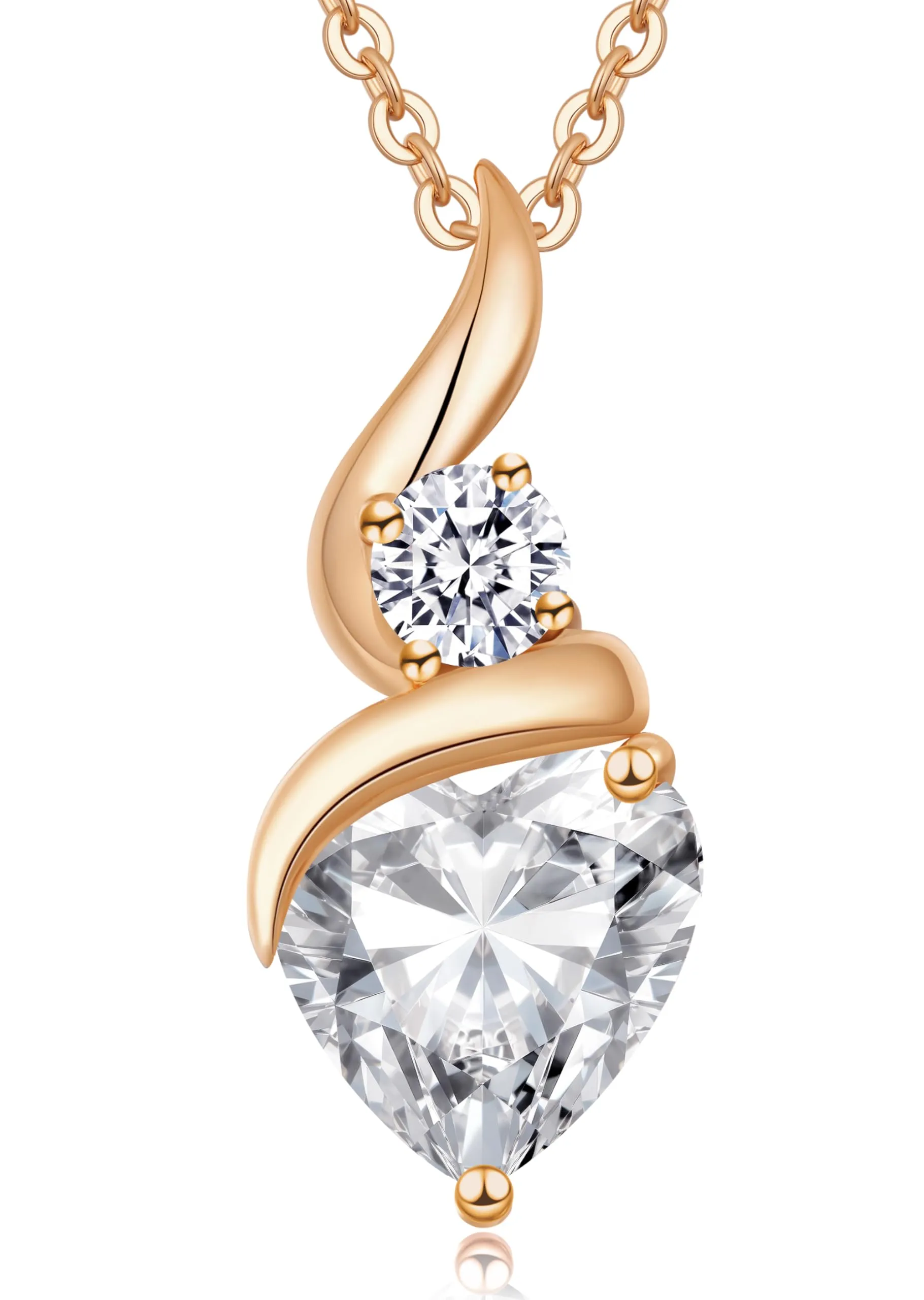 LOUISA SECRET Collana Donna in Argento 925 Cuore Fiamma e Zirconio - immagine 1