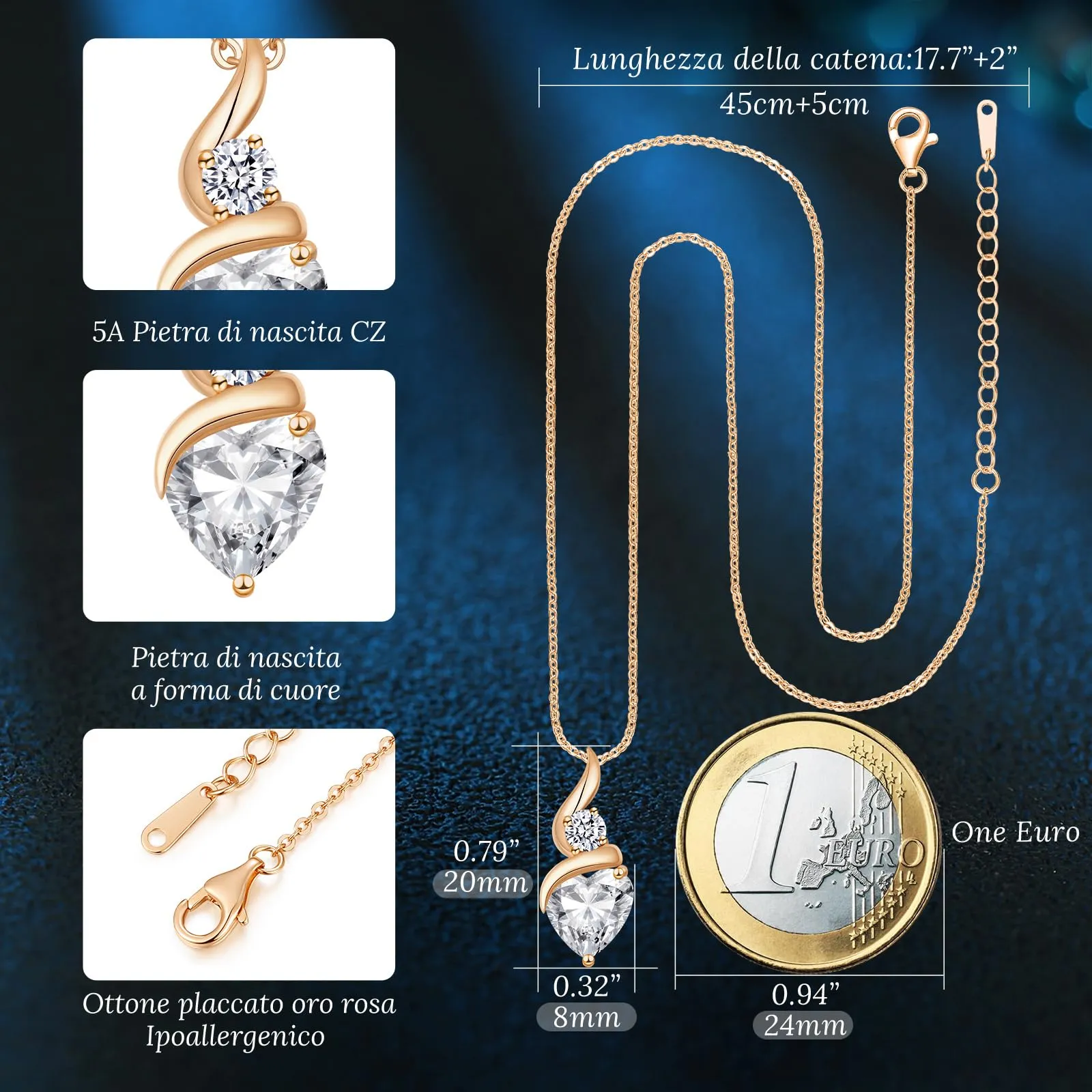 LOUISA SECRET Collana Donna in Argento 925 Cuore Fiamma e Zirconio - immagine 3