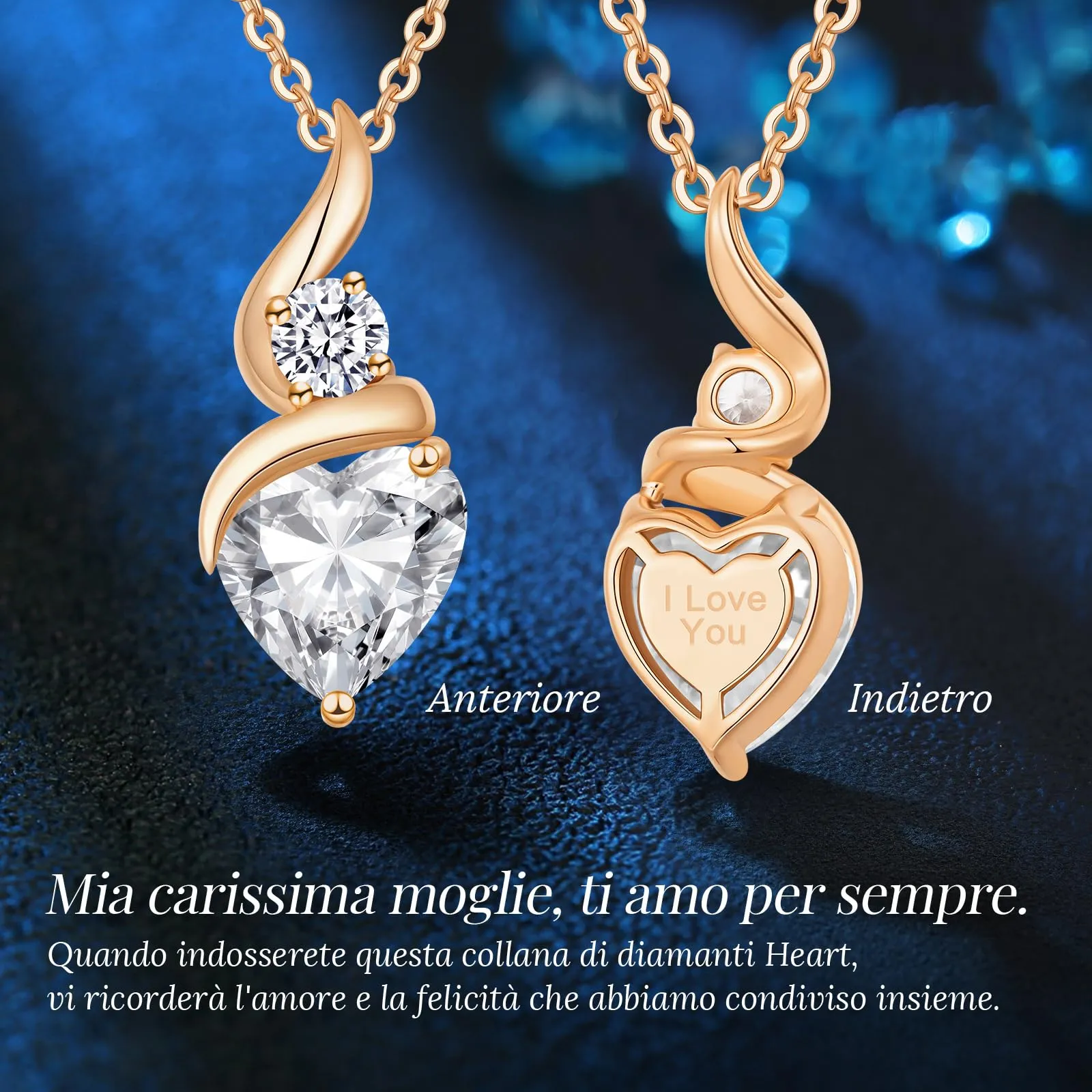 LOUISA SECRET Collana Donna in Argento 925 Cuore Fiamma e Zirconio - immagine 5