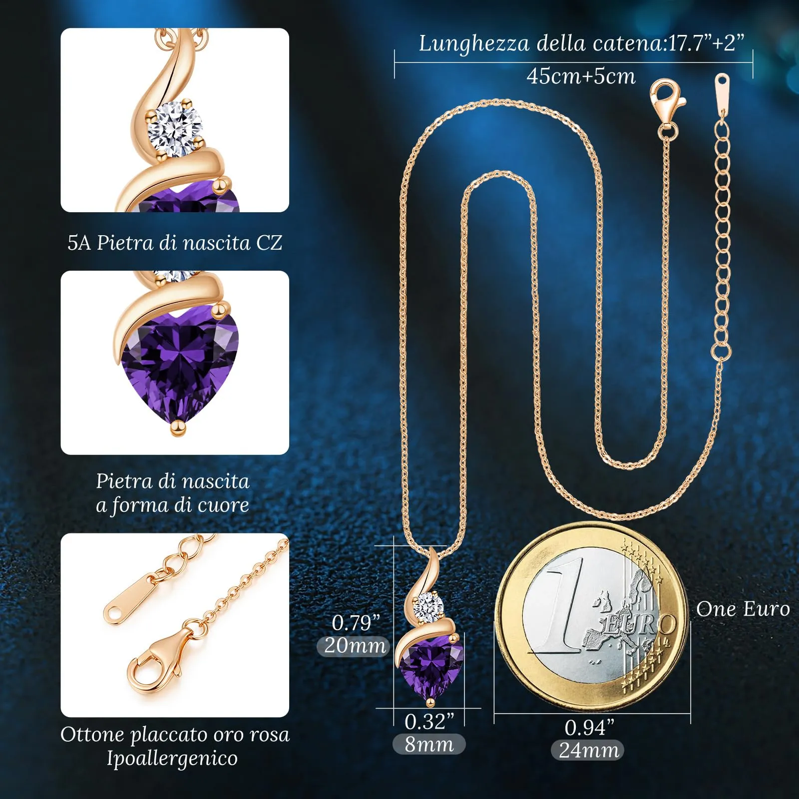 LOUISA SECRET Collana Donna in Argento 925 Fiamma Cuore con Zirconio - immagine 3