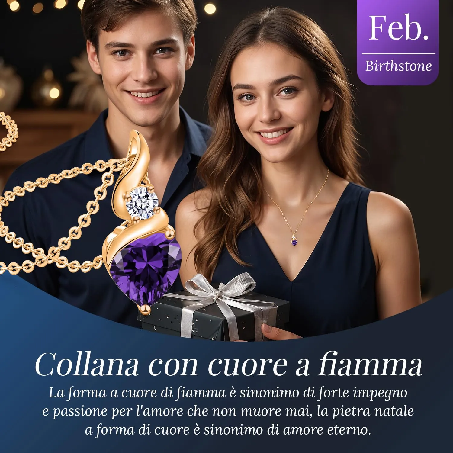 LOUISA SECRET Collana Donna in Argento 925 Fiamma Cuore con Zirconio - immagine 4