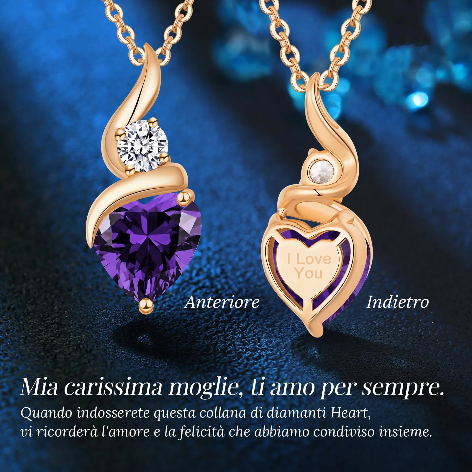 LOUISA SECRET Collana Donna in Argento 925 Fiamma Cuore con Zirconio - immagine 5