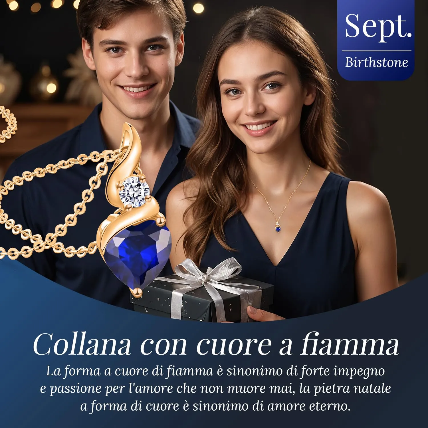 LOUISA SECRET Collana Donna in Argento 925 Fiamma Cuore con Zirconio - immagine 4