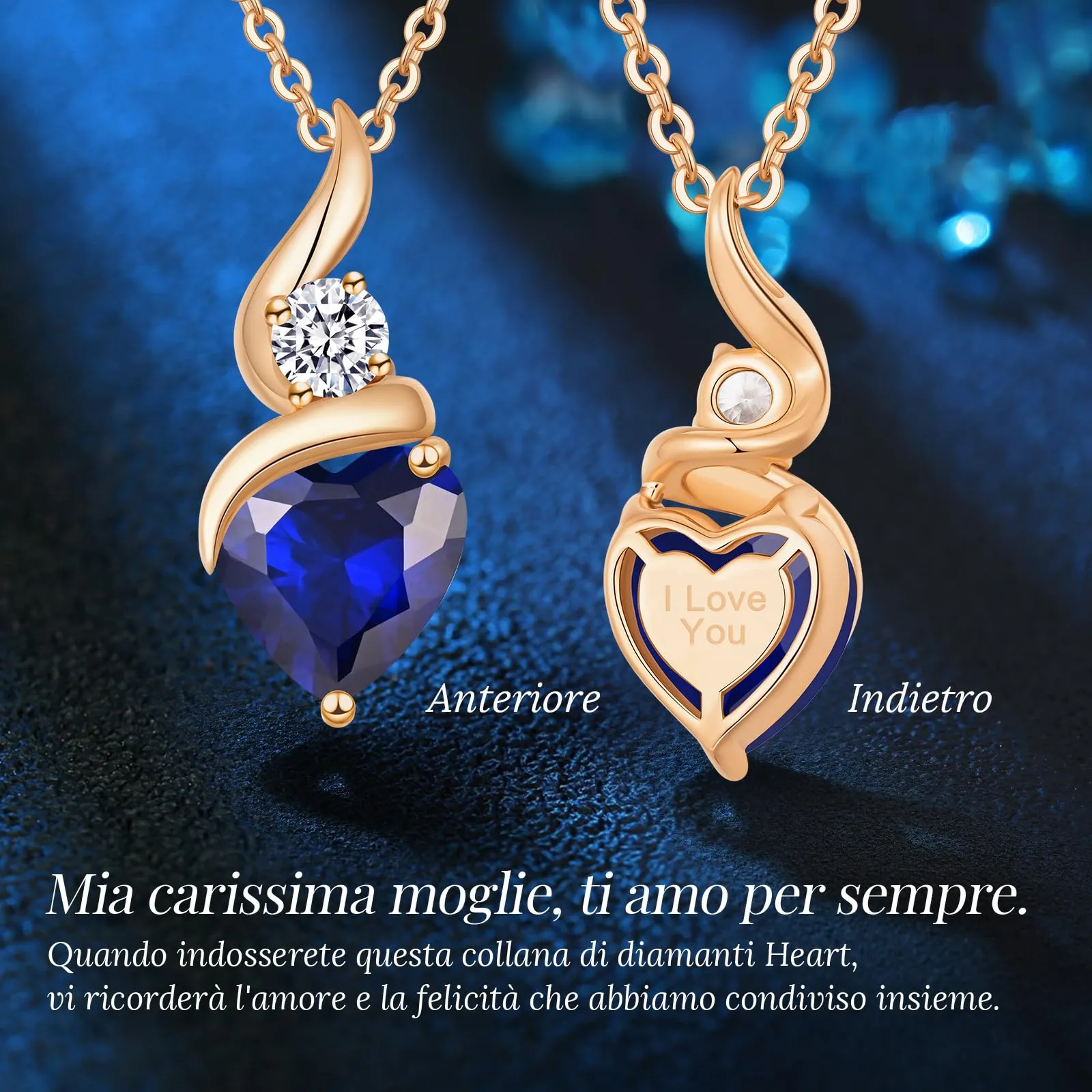 LOUISA SECRET Collana Donna in Argento 925 Fiamma Cuore con Zirconio - immagine 5