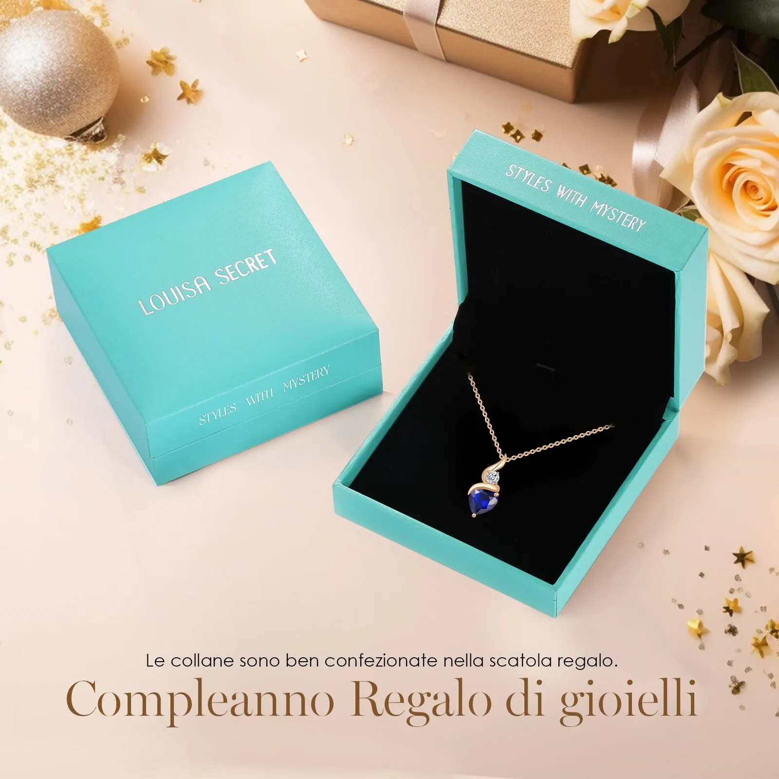 LOUISA SECRET Collana Donna in Argento 925 Fiamma Cuore con Zirconio - immagine 6